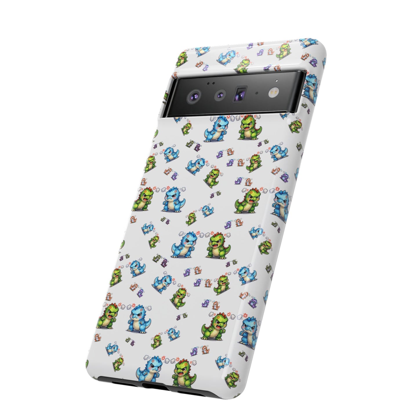 Cute Dino Pattern Phone Case — Playful Cartoon Dinosaur Tough Phone Cover
