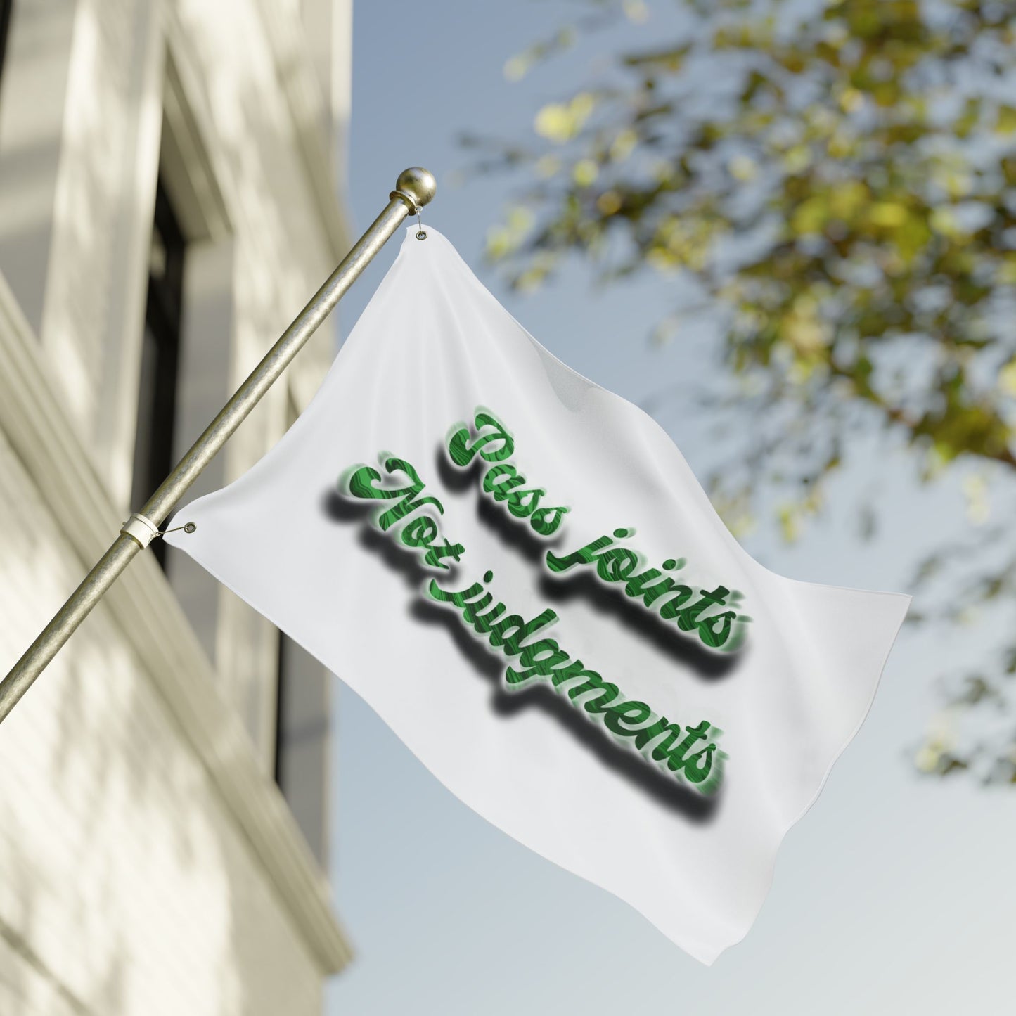 Double-Sided Decorative Flag — "Pass Joints Not Judgments" Stoner Garden Banner