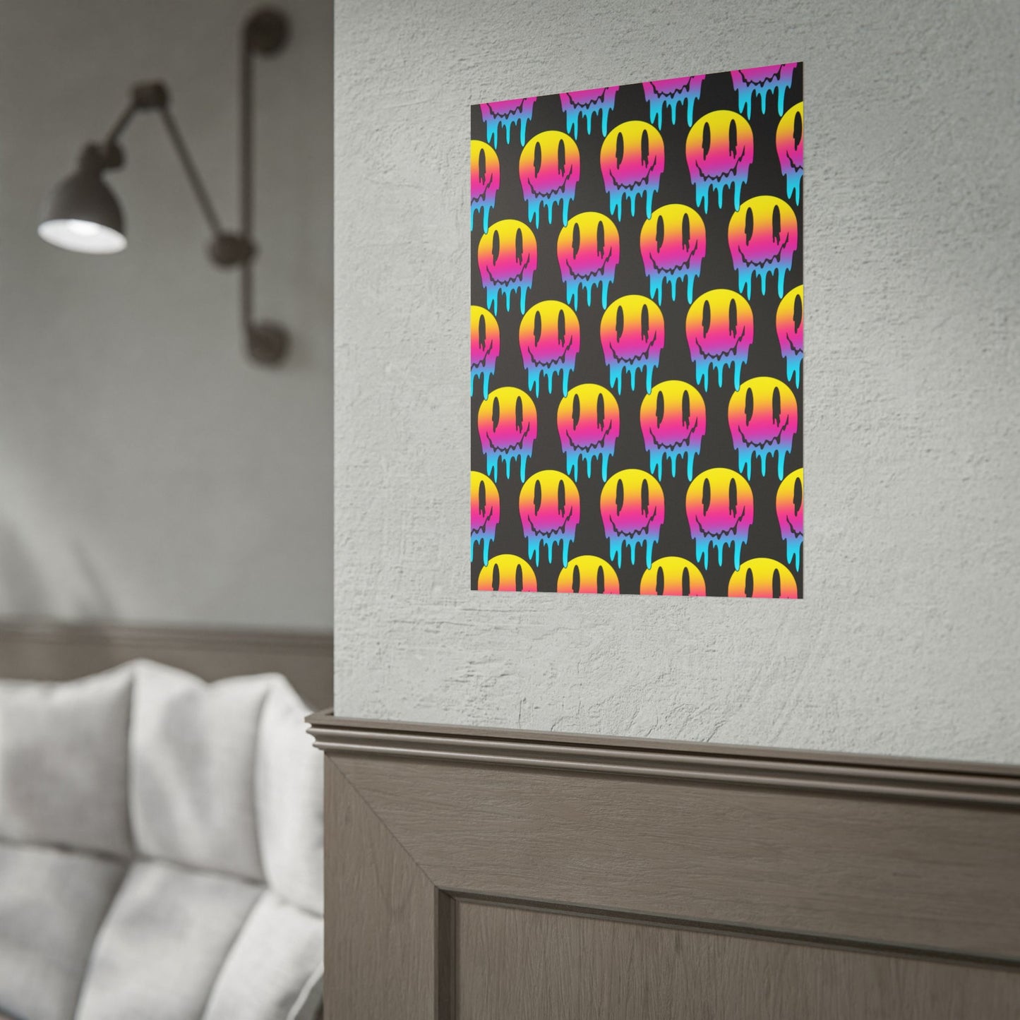 Neon Drip Smiley Poster