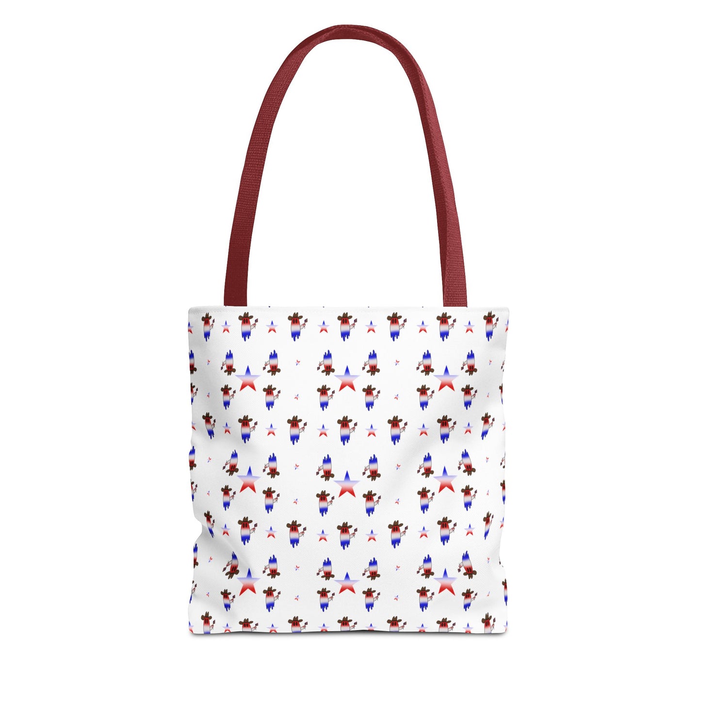 Patriotic Ghost Pattern Tote Bag – Red White Blue All-Over Print