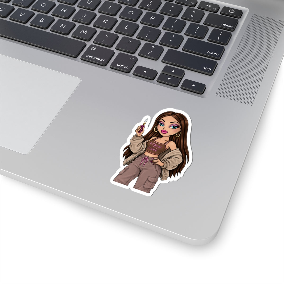 Bratz-Style Girl Sticker — ". 2Stoned 2 Care" Kiss-Cut Vinyl Decal