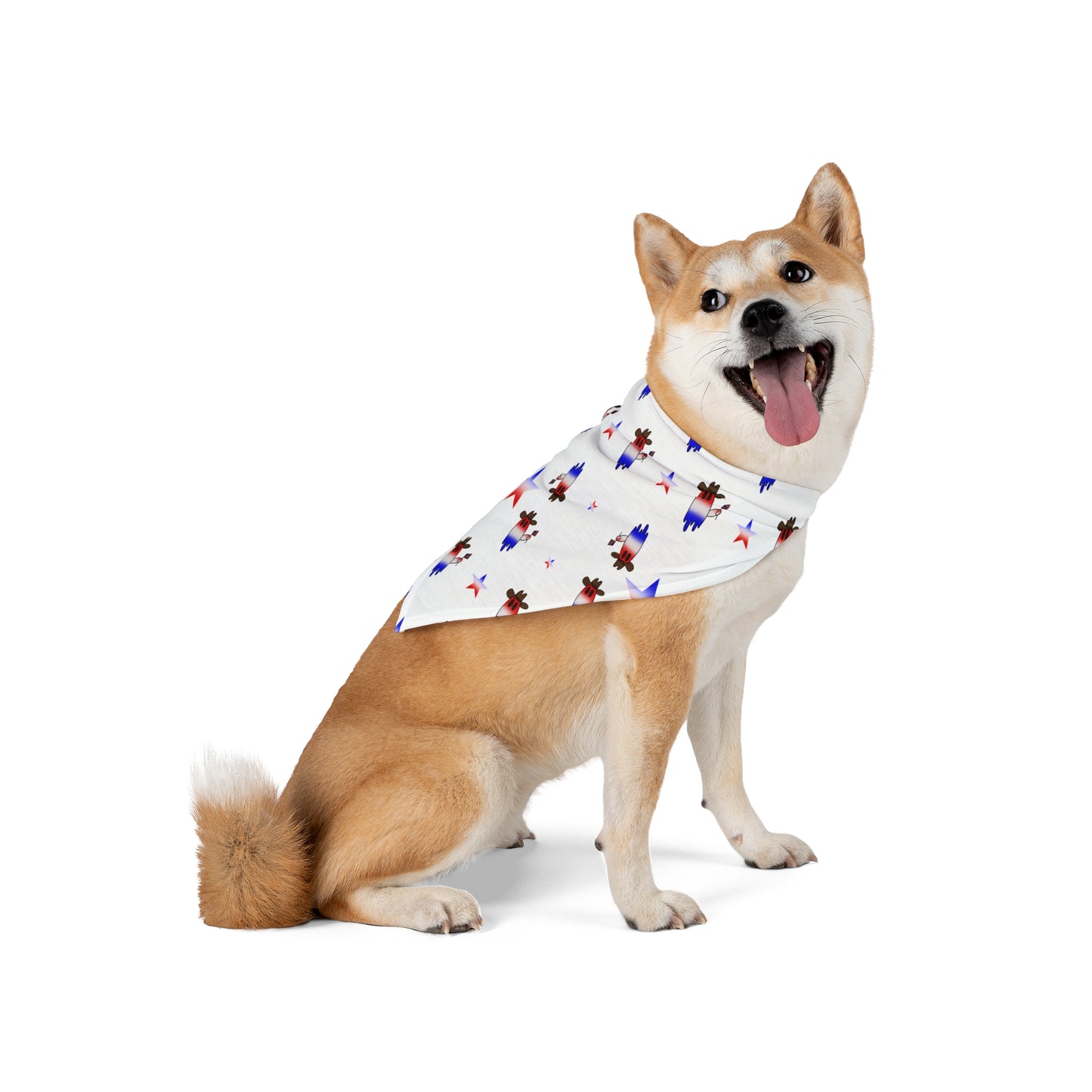 Patriotic Star & cowboy ghost Pet Bandana — Red, White & Blue Fourth of July Dog Bandana