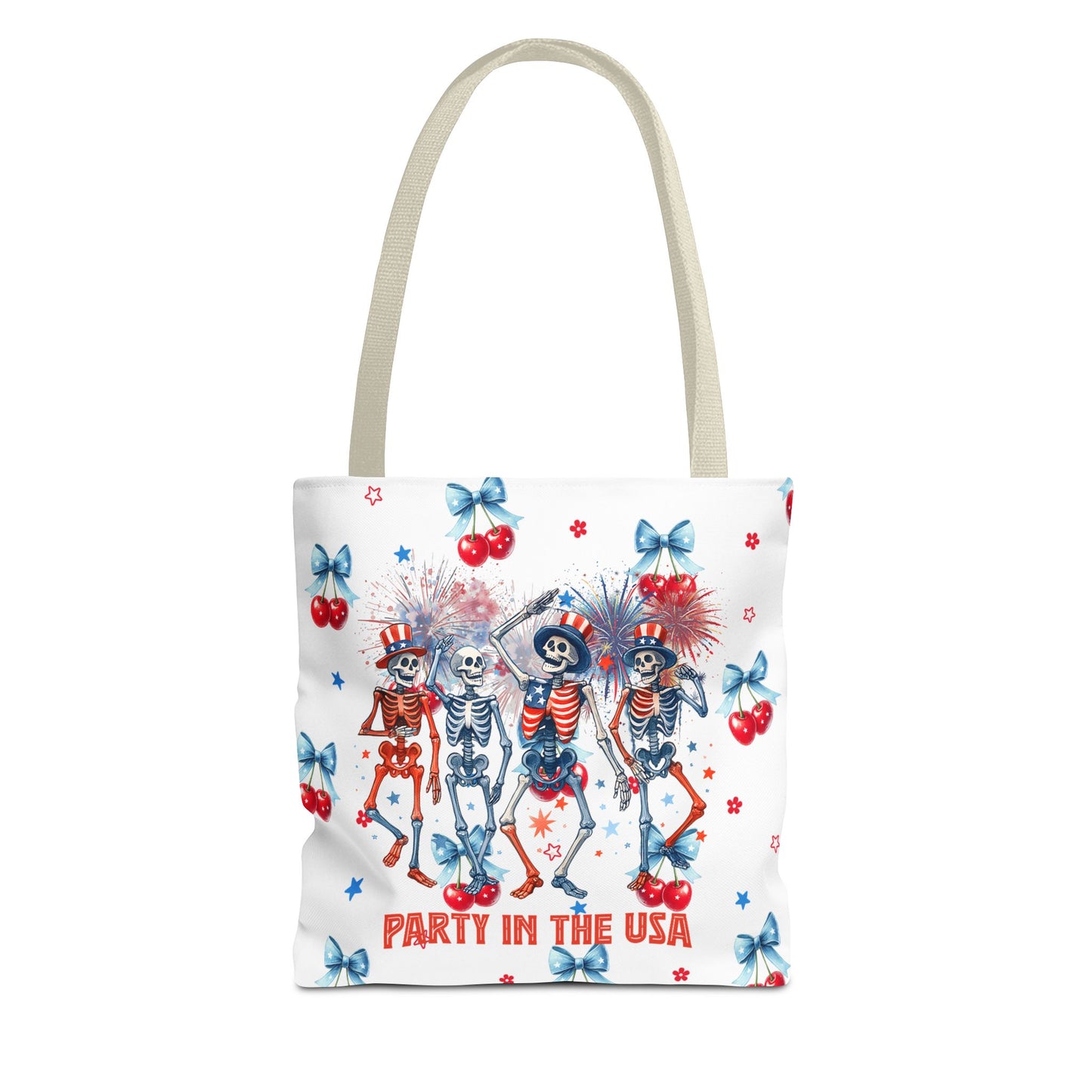 Patriotic Skeletons Tote Bag — "Party in the USA" 4th of July All-Over Print