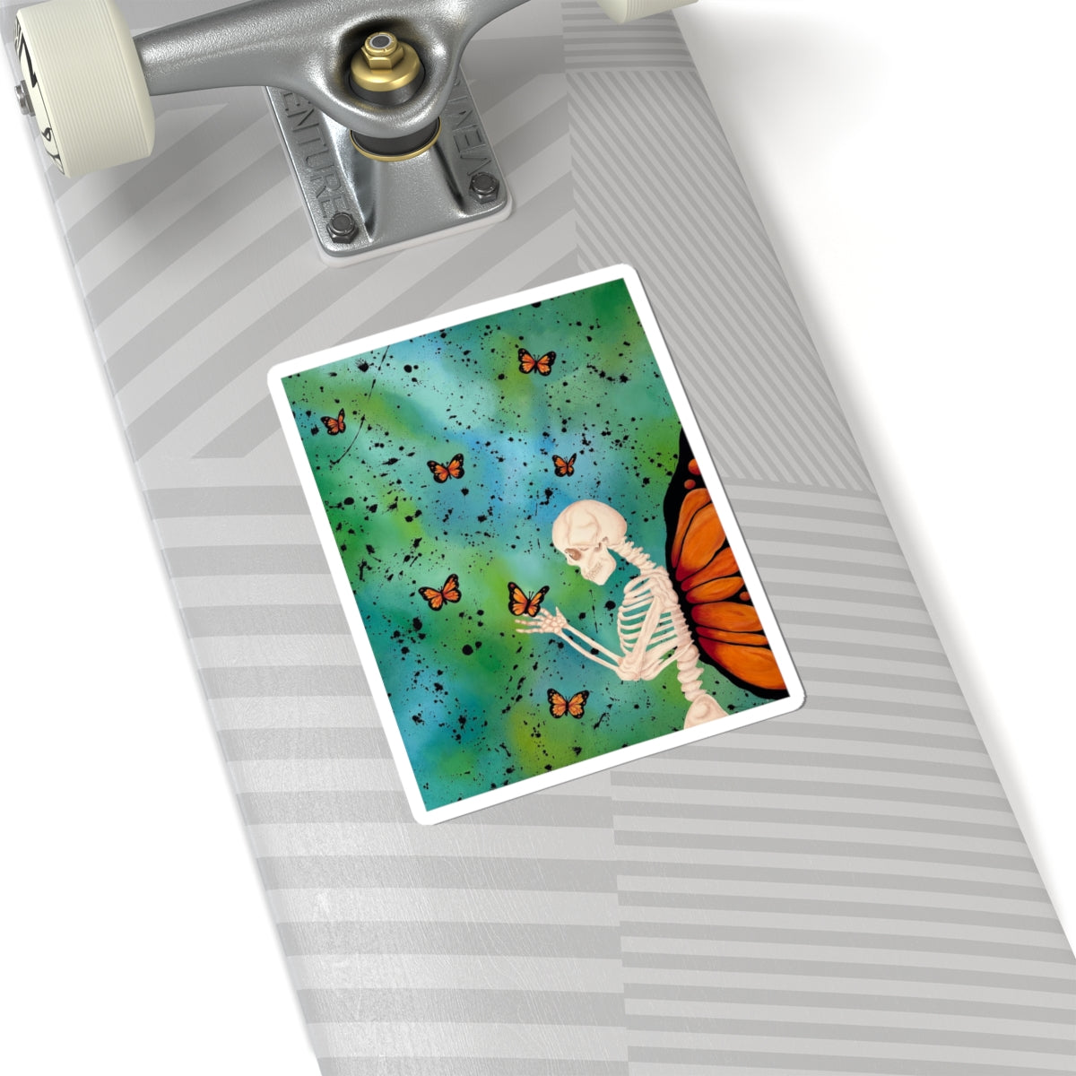 Sticker — Skeleton with Monarch Wings & Butterflies Kiss-Cut Sticker