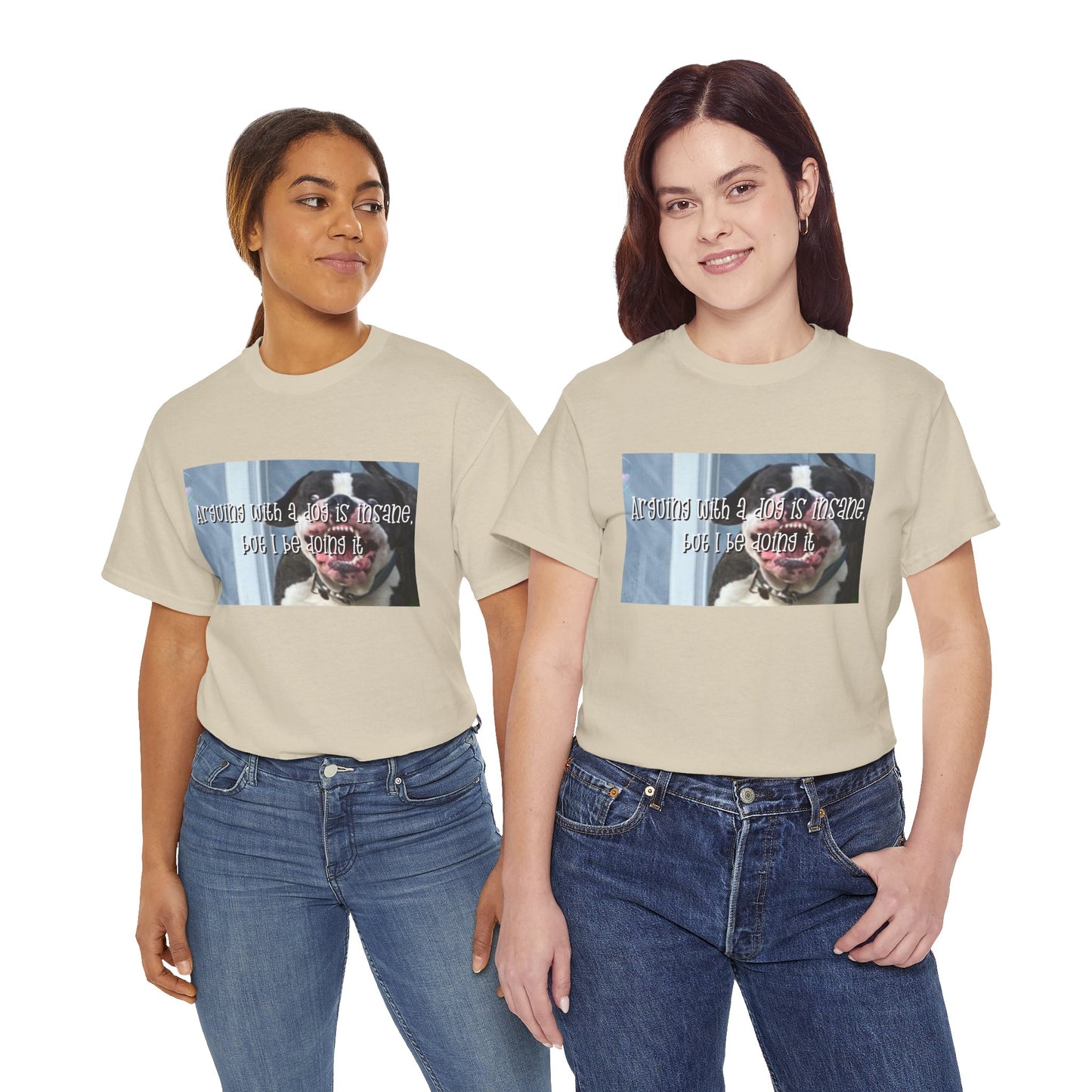 Funny Dog Meme T‑Shirt – “Arguing with a dog is insane but I be doin it” Graphic Tee