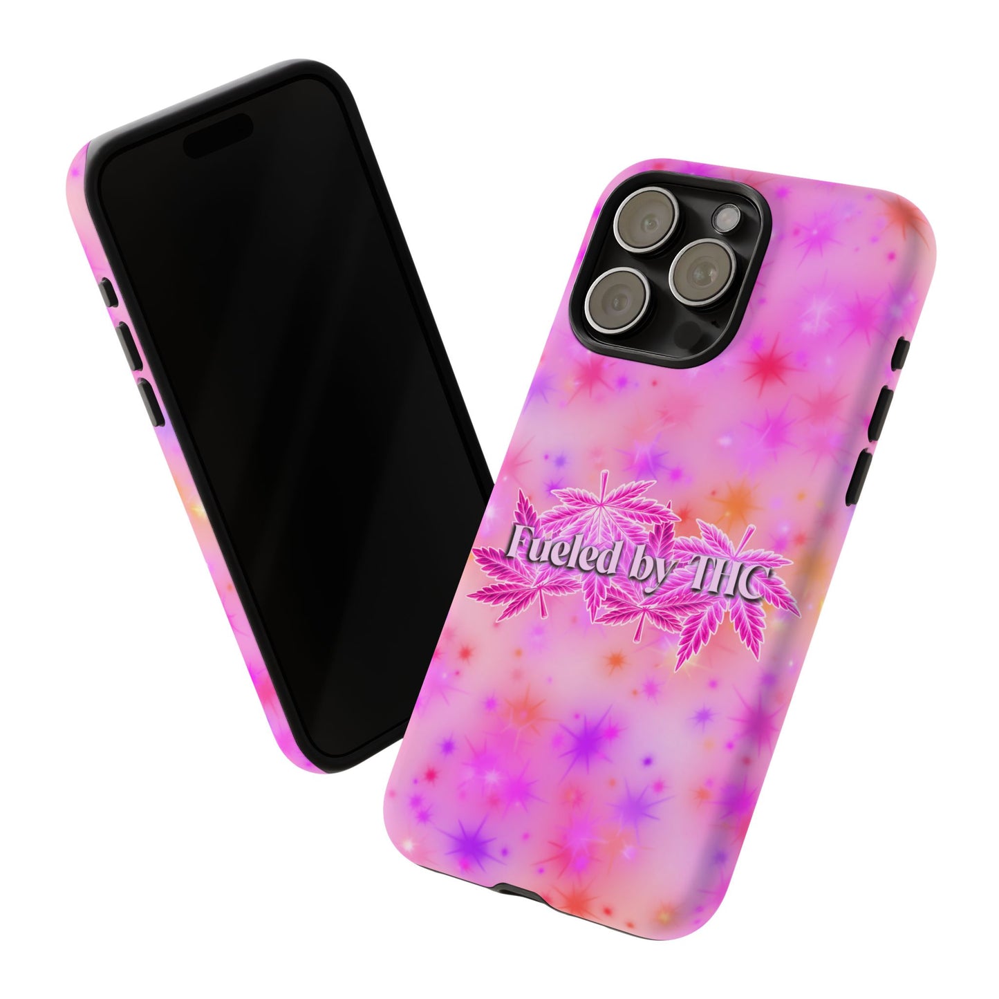 Fueled by THC Phone Case — Pink Cannabis Leaf Protective Case