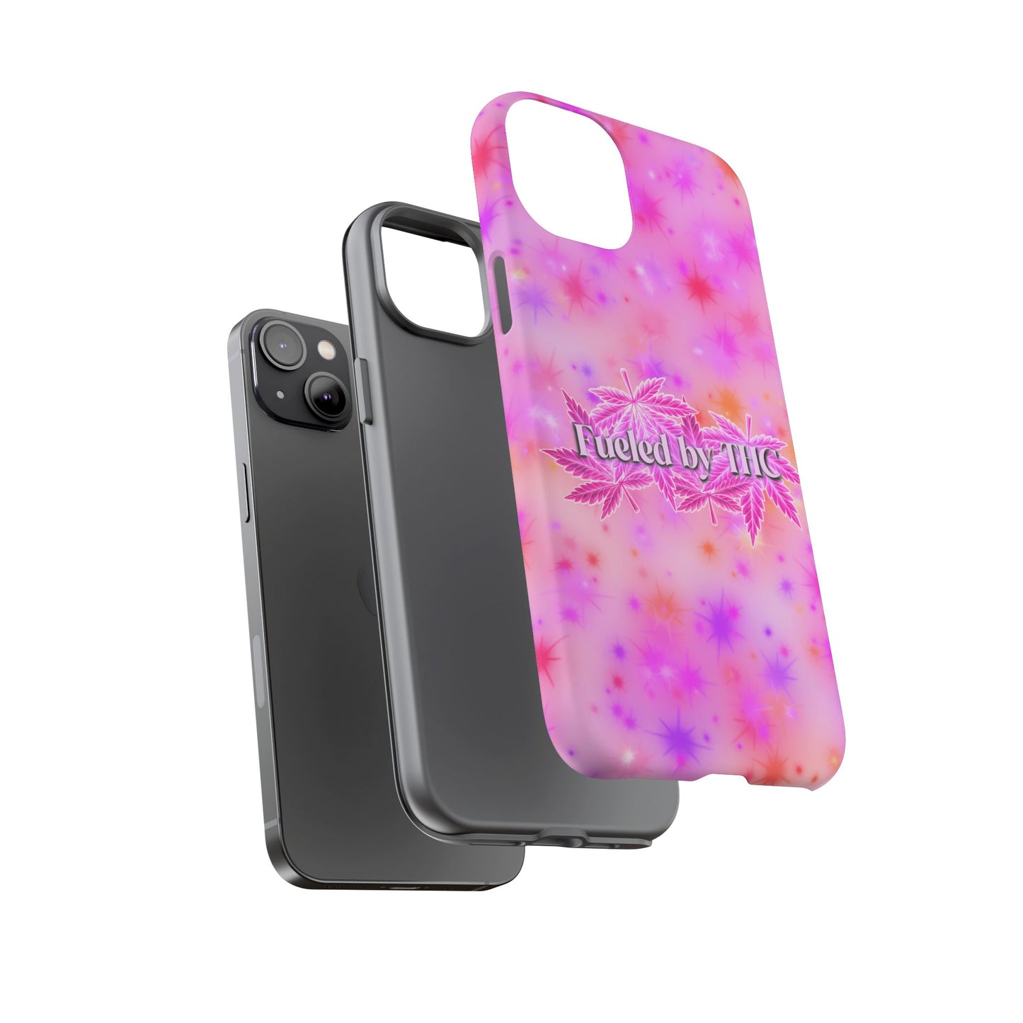 Fueled by THC Phone Case — Pink Cannabis Leaf Protective Case