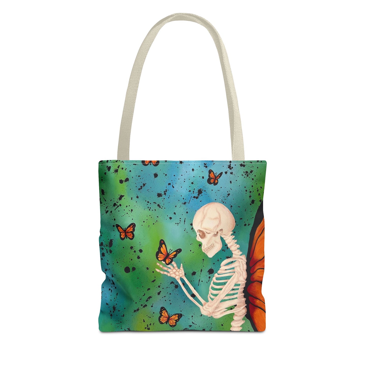 Skeleton & Monarch Tote Bag – Butterfly Skull Art Tote