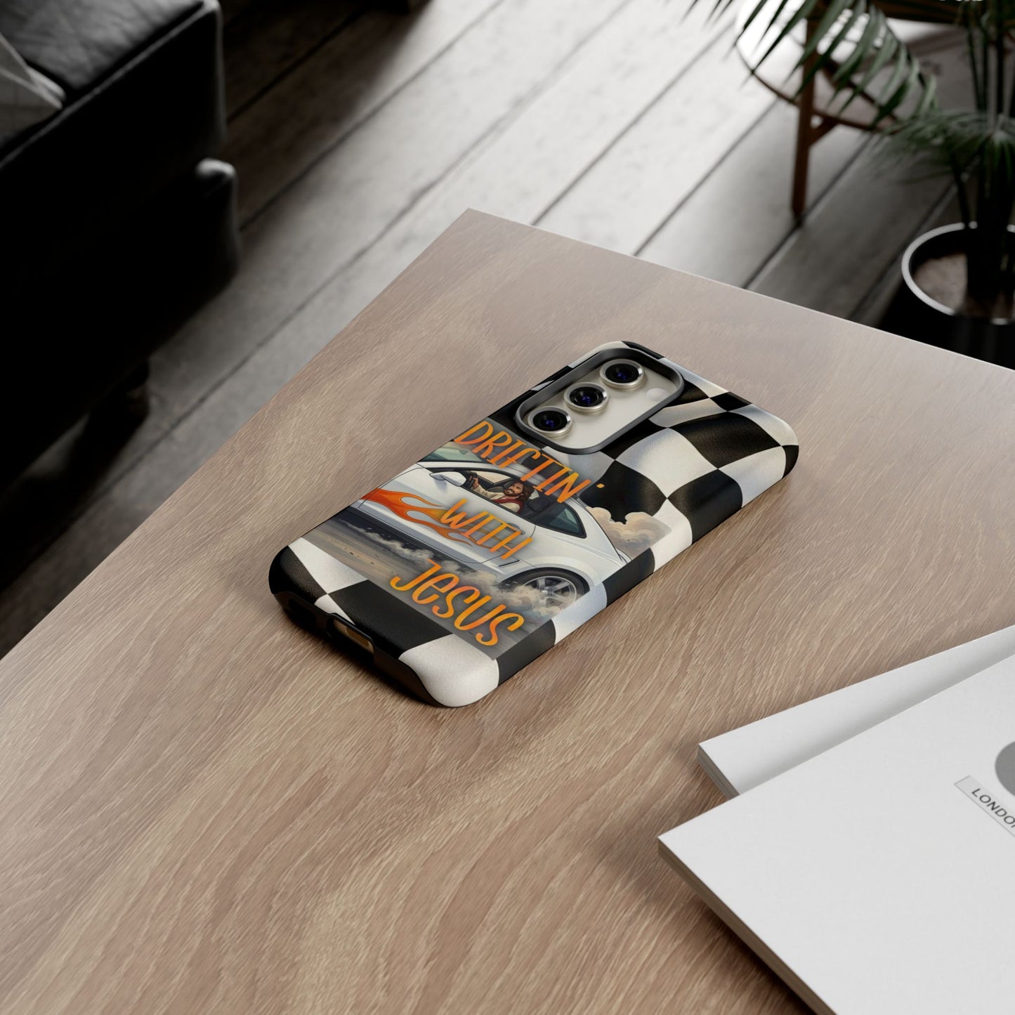 Phone Case — "Driftin' With Jesus" Racing Crosscheck Design - Samsung/ Google phones