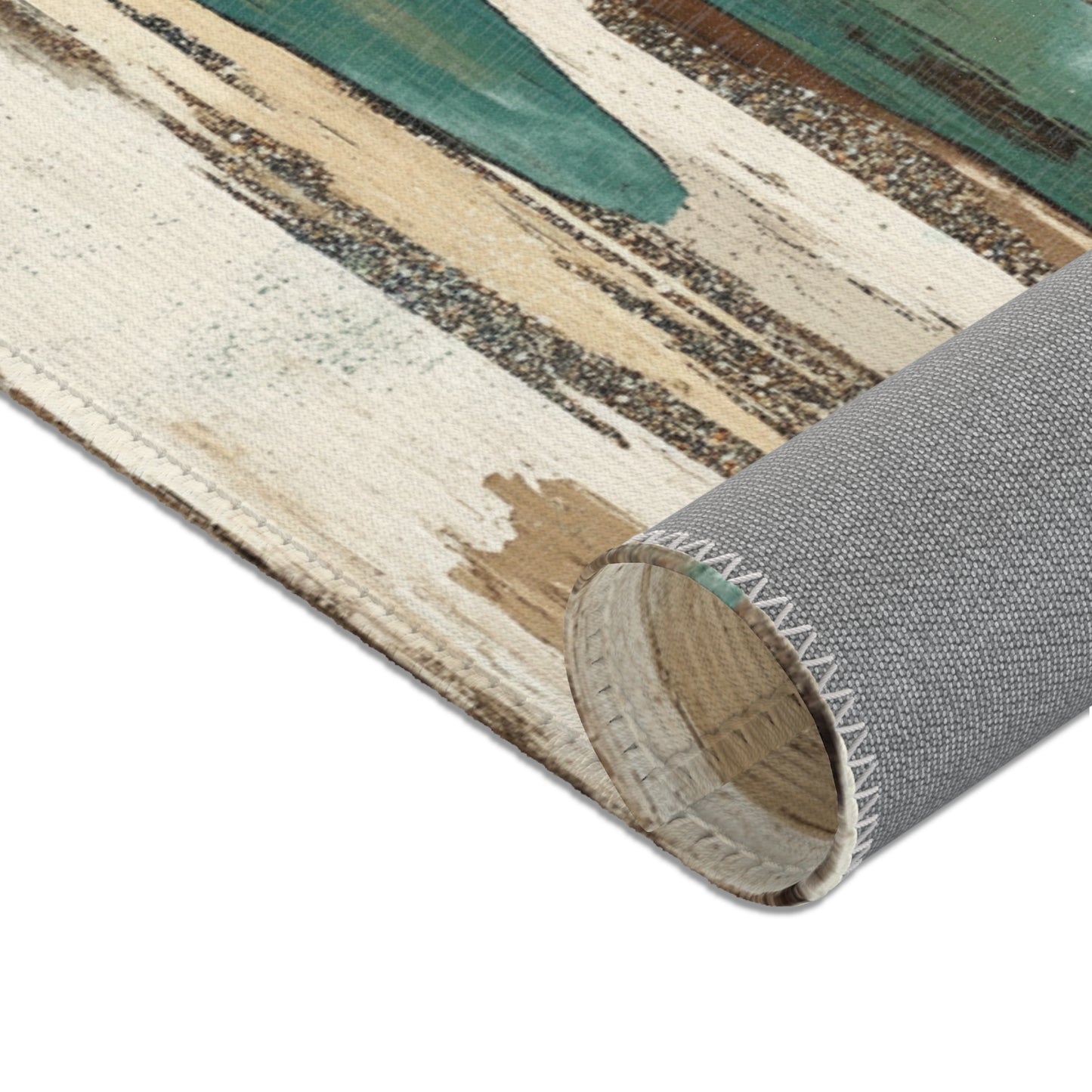Boho Teal & Rust Brushstroke Area Rug