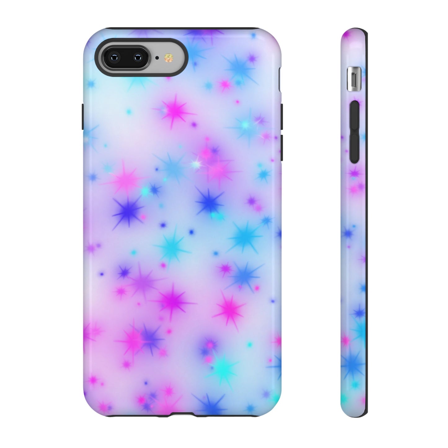 Galaxy Starburst Tough Phone Case — Pastel Pink & Blue Sparkle Protective Cover