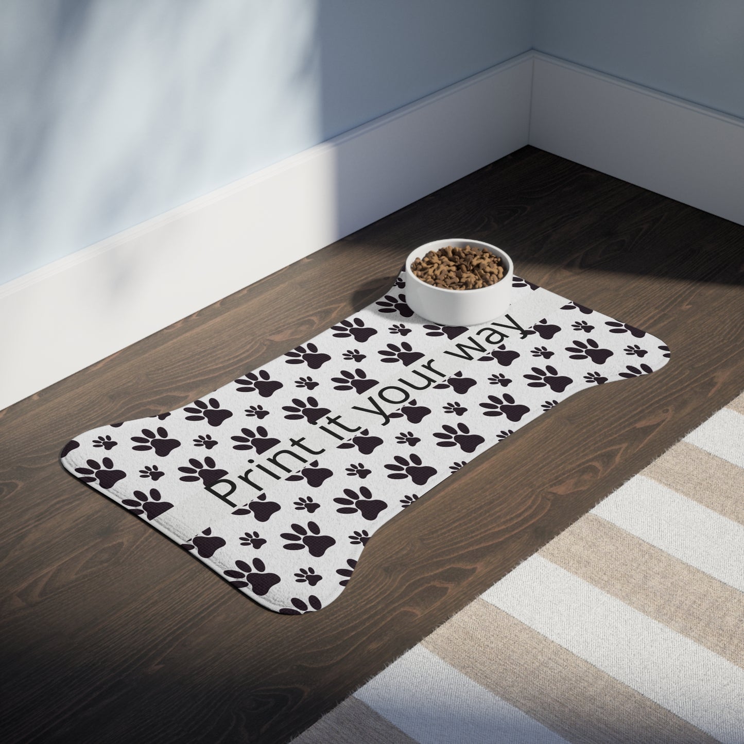 Paw Print Pet Feeding Mat — Customizable Non-Slip Placemat for Dogs & Cats