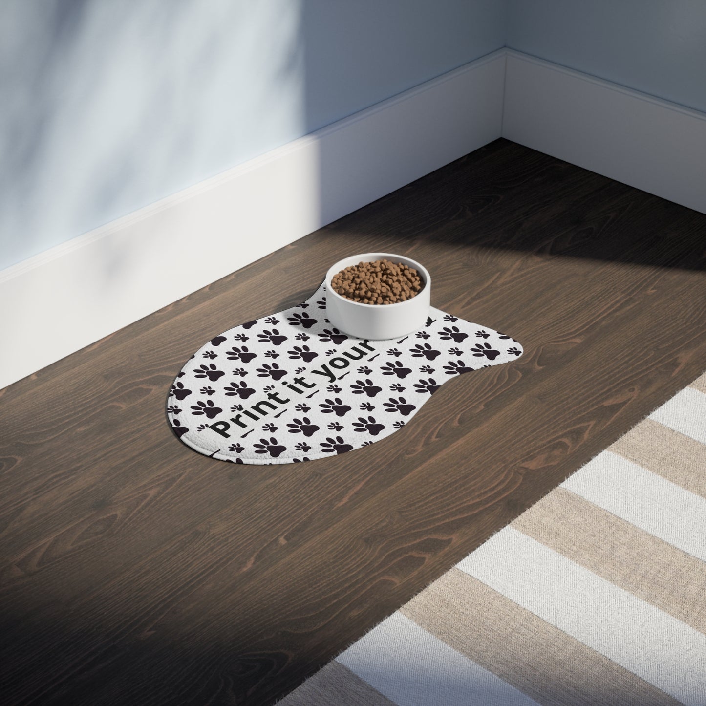 Paw Print Pet Feeding Mat — Customizable Non-Slip Placemat for Dogs & Cats