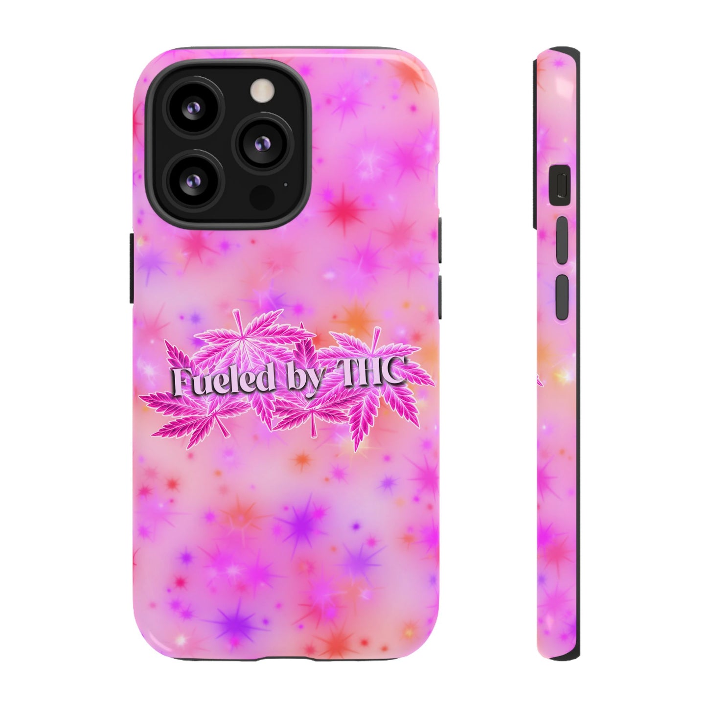 Fueled by THC Phone Case — Pink Cannabis Leaf Protective Case