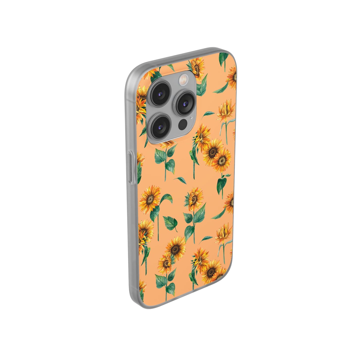 Sunflower Pattern Flexi Case — Floral Phone Case on Peach Background