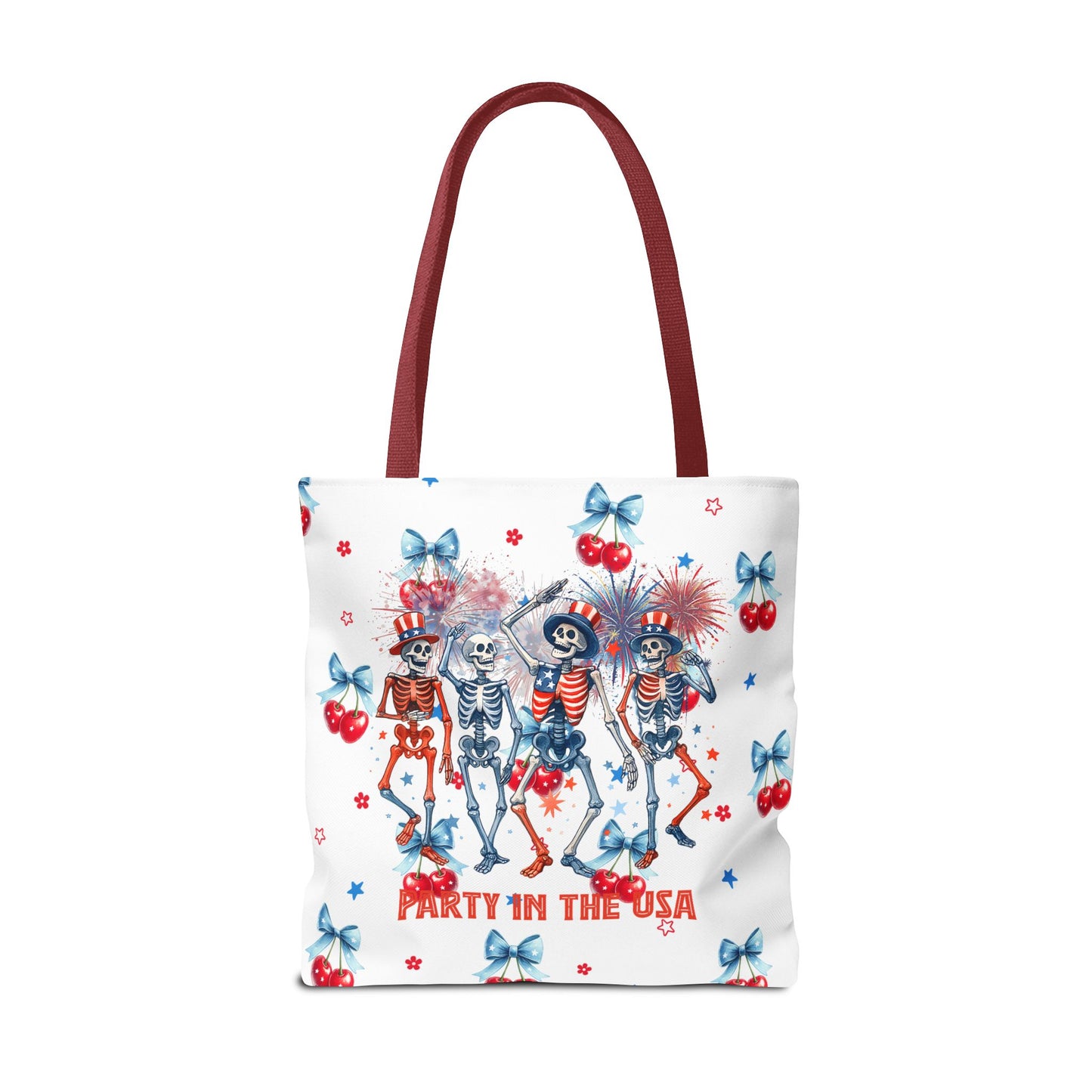 Patriotic Skeletons Tote Bag — "Party in the USA" 4th of July All-Over Print