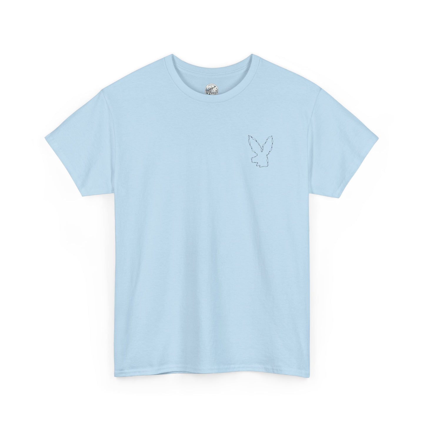Bunny Outline Tee — Minimal Floral Rabbit Graphic T‑Shirt