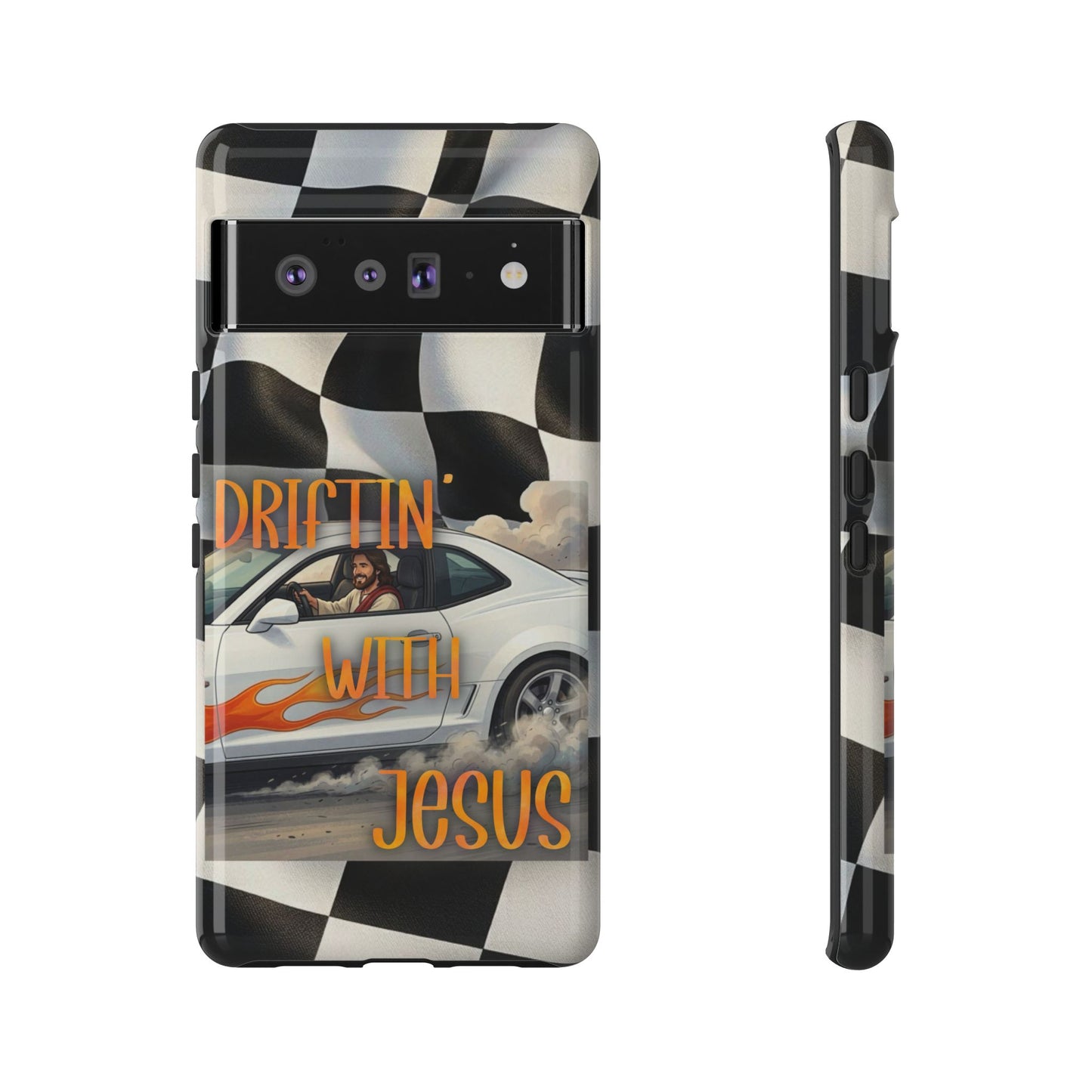 Phone Case — "Driftin' With Jesus" Racing Crosscheck Design - Samsung/ Google phones