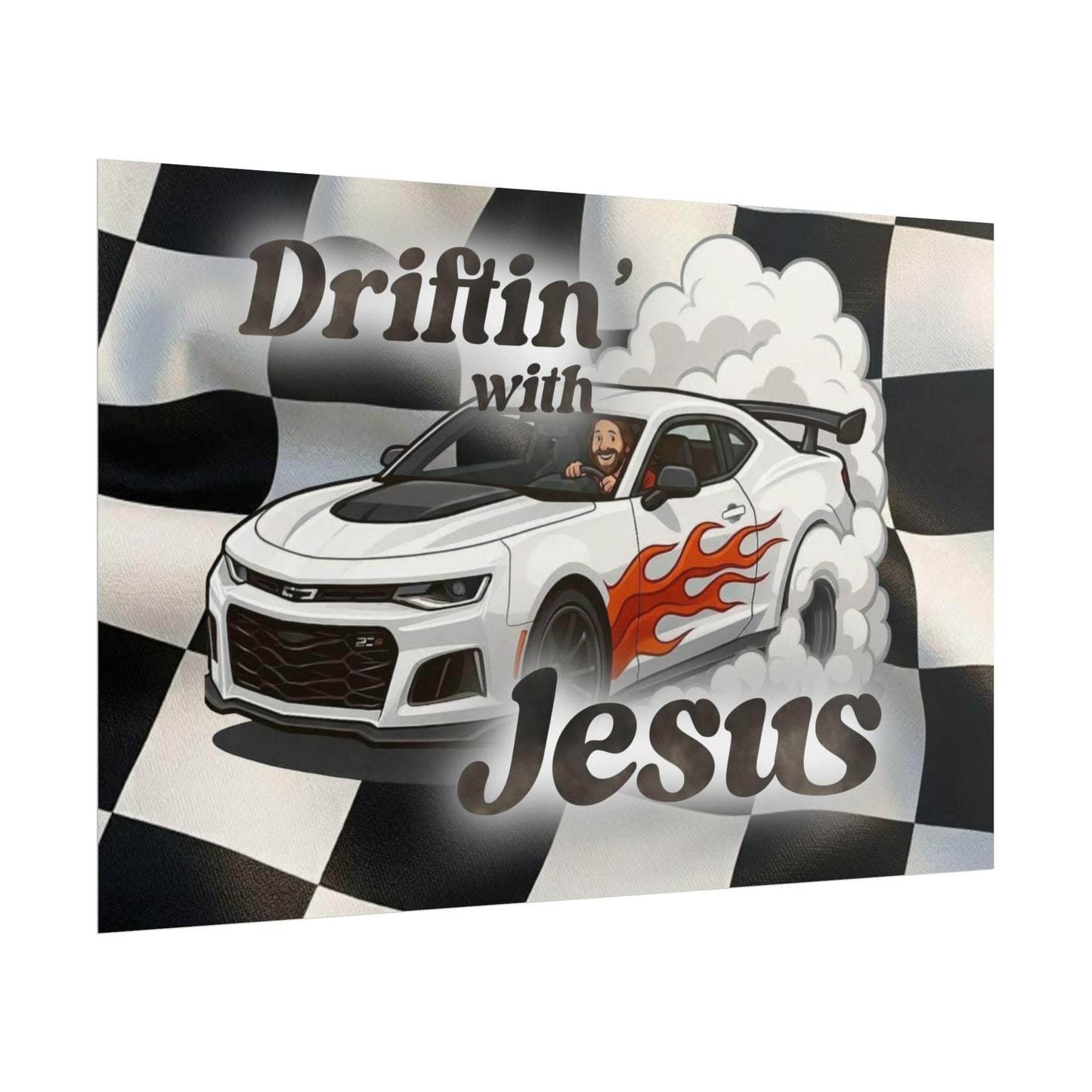 Rolled Poster — "Driftin' with Jesus" Racing Car Wall Art