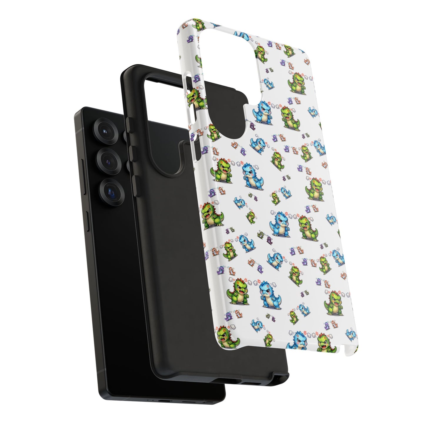 Cute Dino Pattern Phone Case — Playful Cartoon Dinosaur Tough Phone Cover