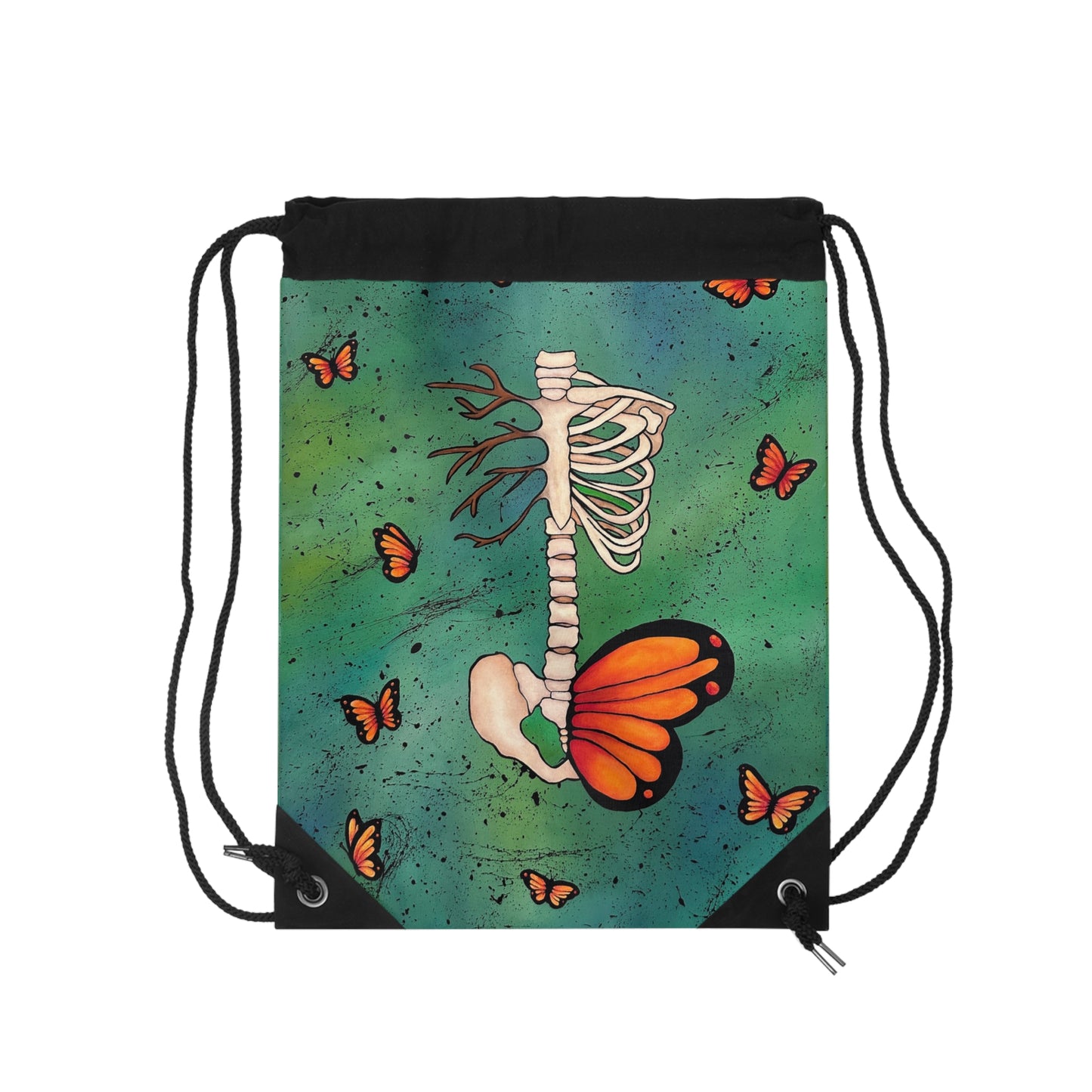 Butterfly Ribcage Drawstring Bag — Gothic Nature Gym Sack
