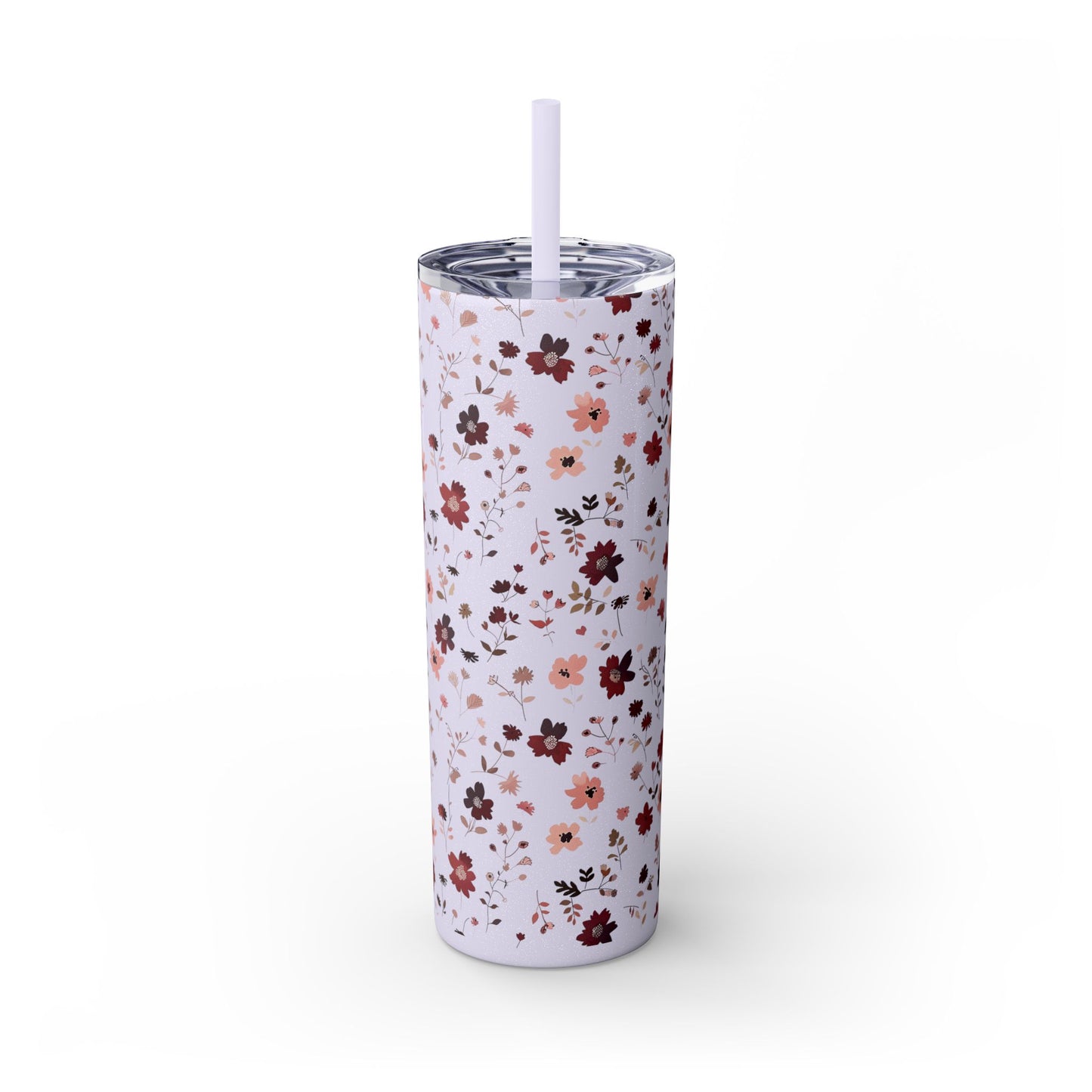 Floral Skinny Tumbler 20oz – Pink Blossom Straw Cup