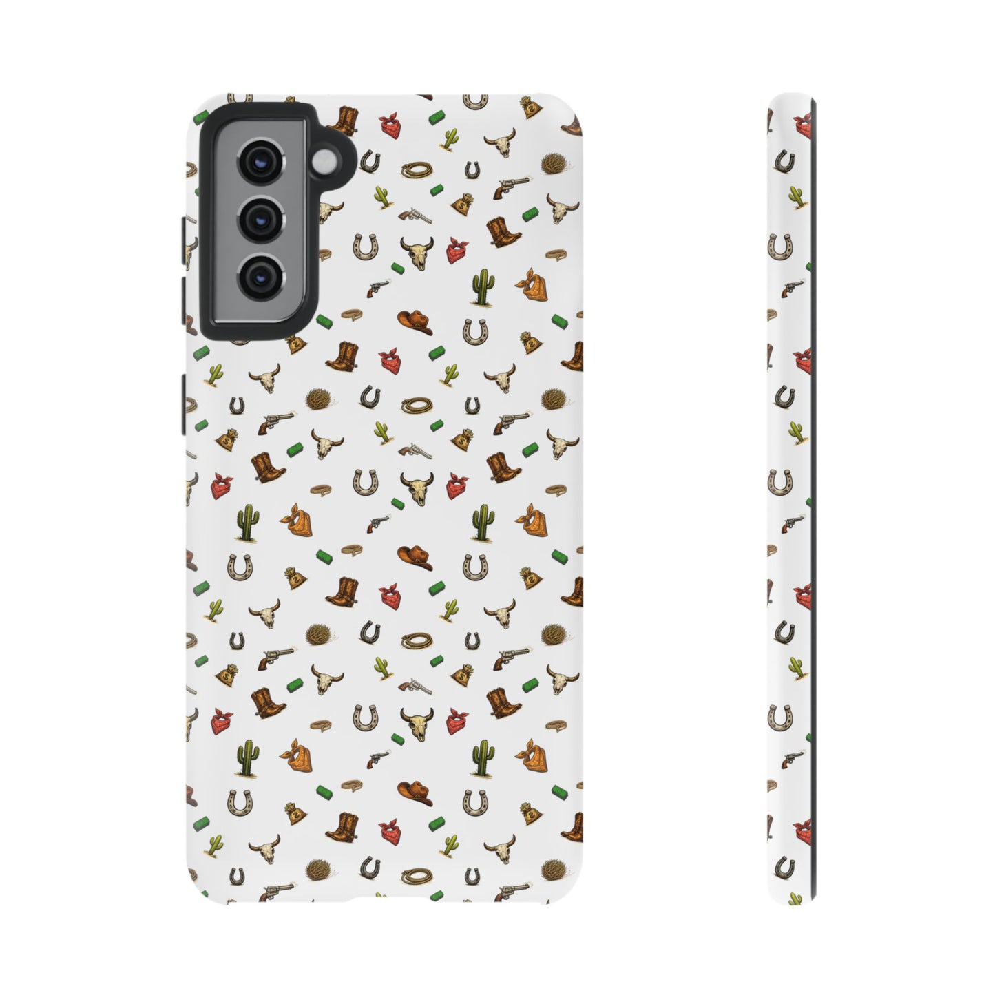 Western Pattern Phone Case — Cowboy Boots, Hats, Horseshoes & Cactus Tough Case