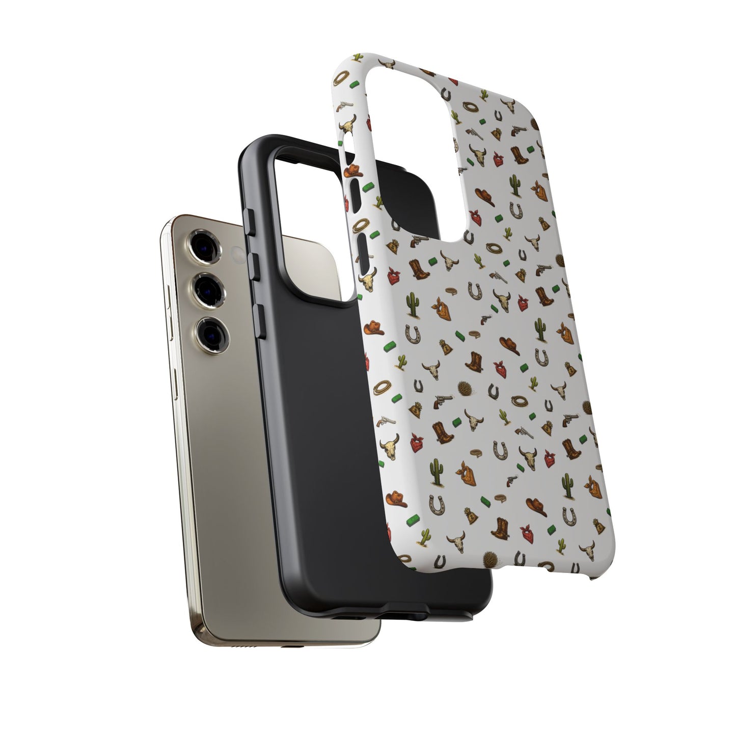 Western Pattern Phone Case — Cowboy Boots, Hats, Horseshoes & Cactus Tough Case