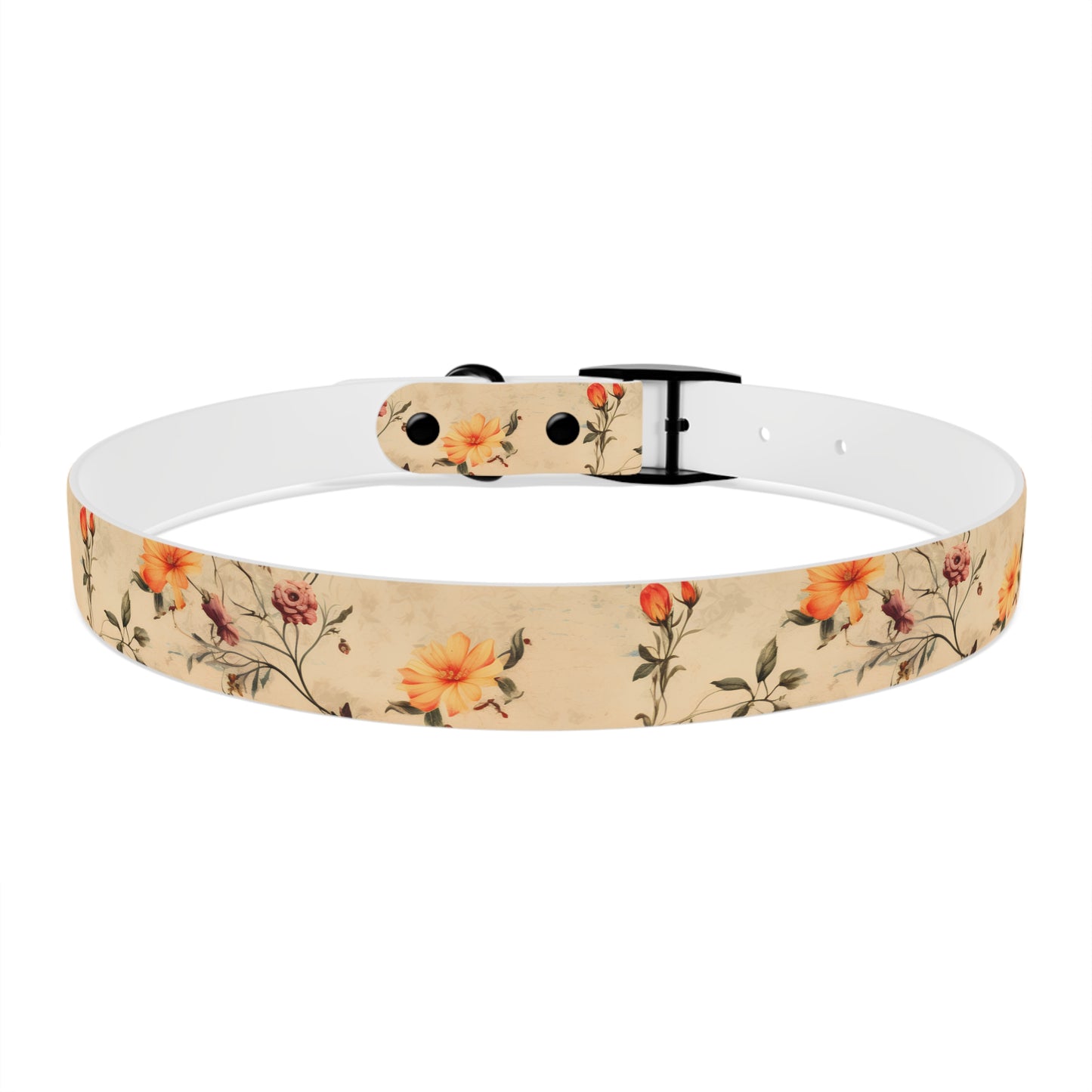 Floral Vintage Dog Collar – Peach Rose Print Pet Collar