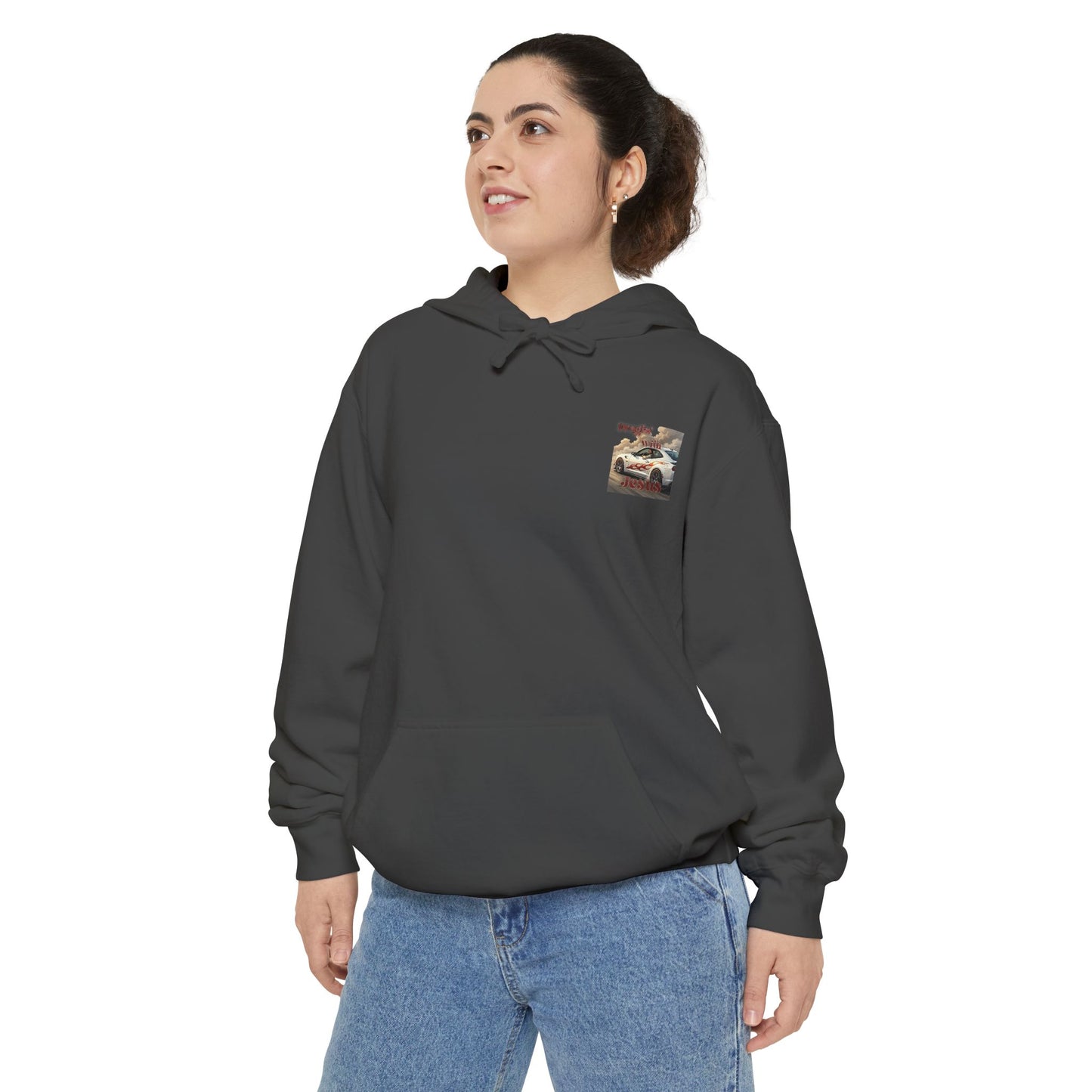 Dragin with Jesus Hoodie — Small Chest Print