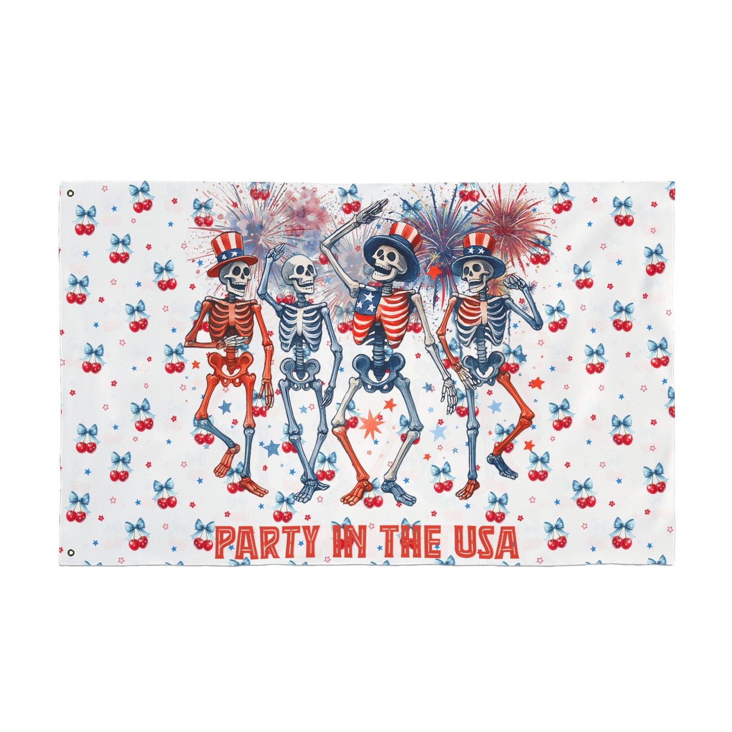 Party in the USA Skeletons Double-Sided Flag — 4th of July Patriotic Decor