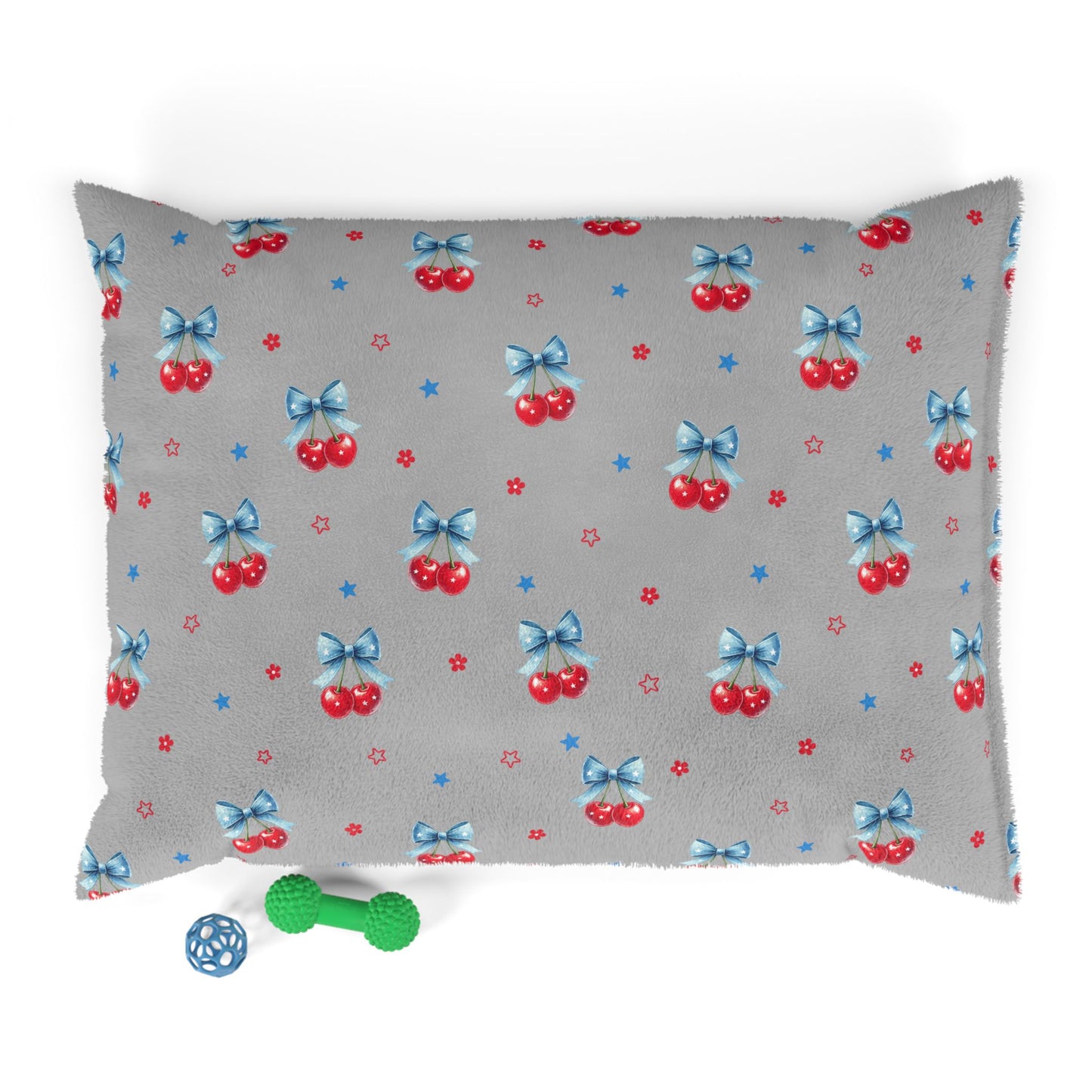 Cherry Bow Pet Bed — Soft Plush Dog & Cat Cushion