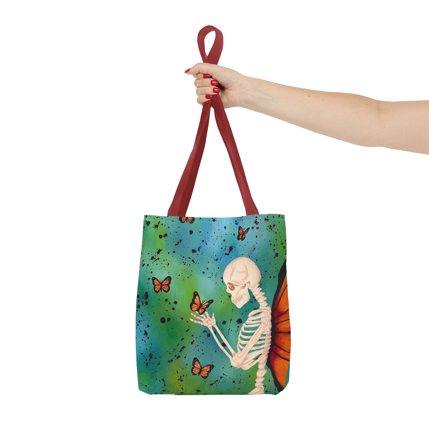 Skeleton & Monarch Tote Bag – Butterfly Skull Art Tote