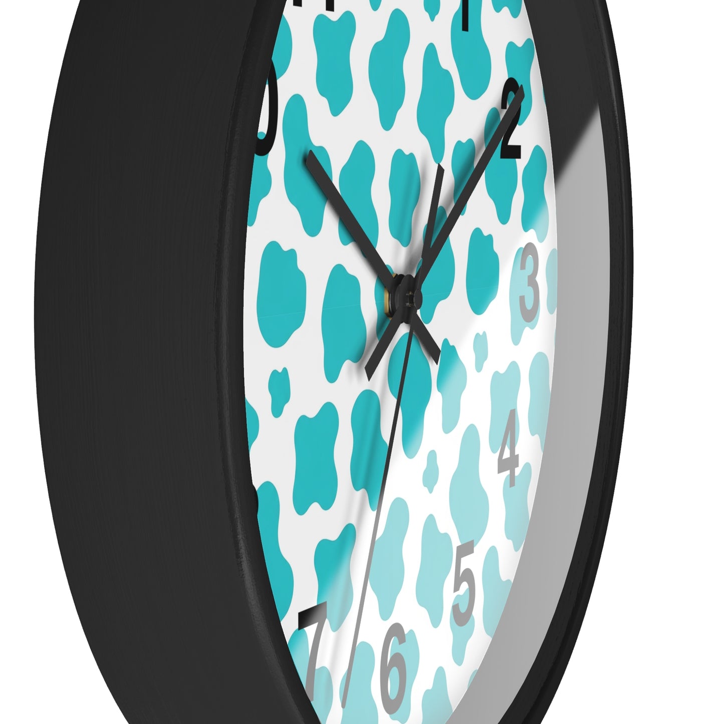 Teal cow Print Wall Clock — Modern Animal-Print Timepiece for Home Decor