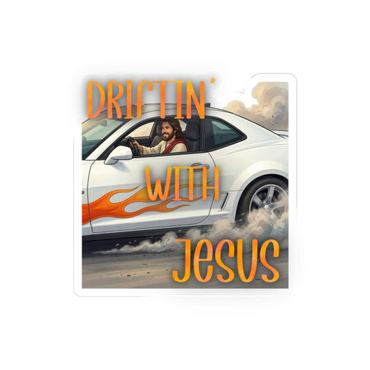 Sticker — "Driftin' With Jesus" Car Racing Religious Vinyl Sticker