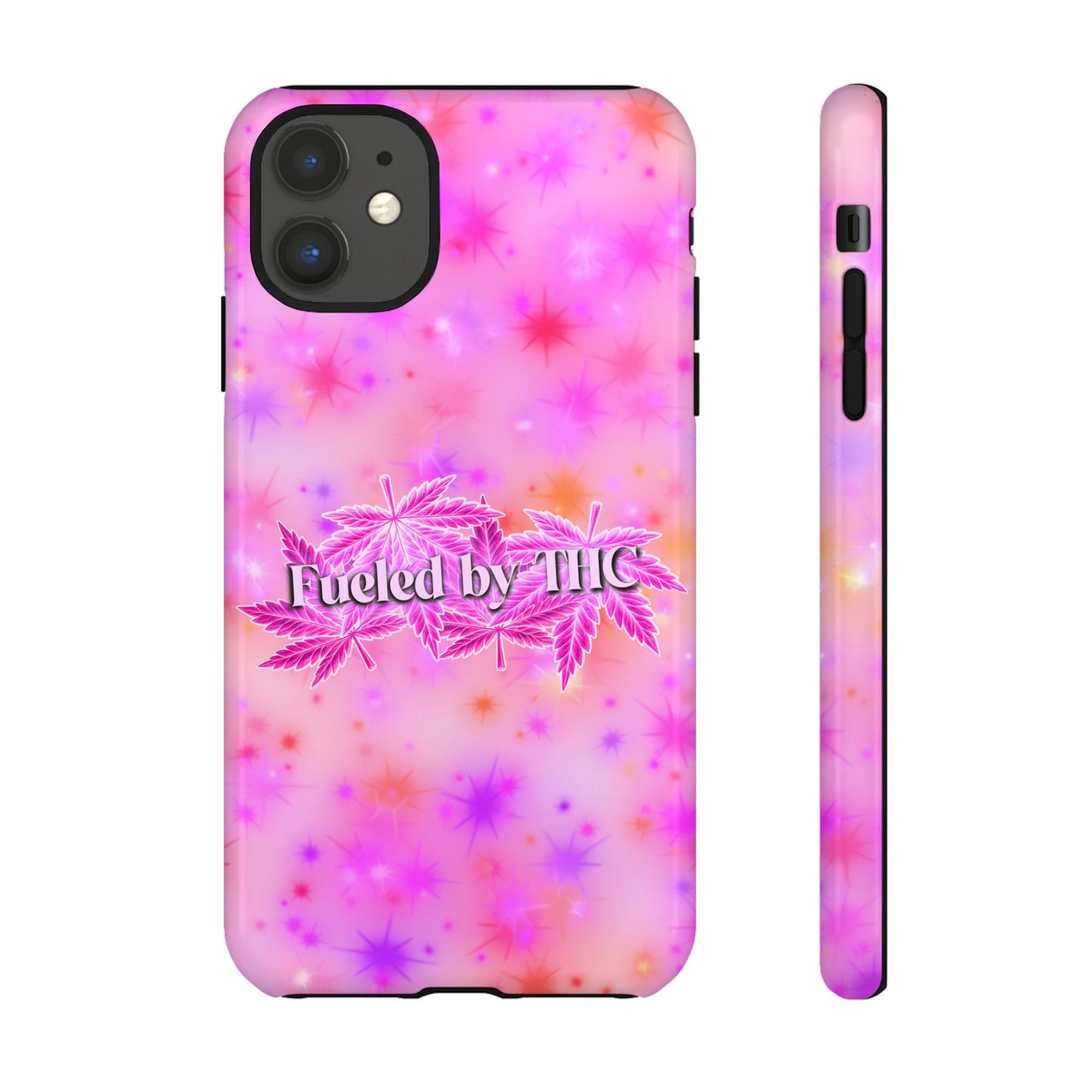 Fueled by THC Phone Case — Pink Cannabis Leaf Protective Case
