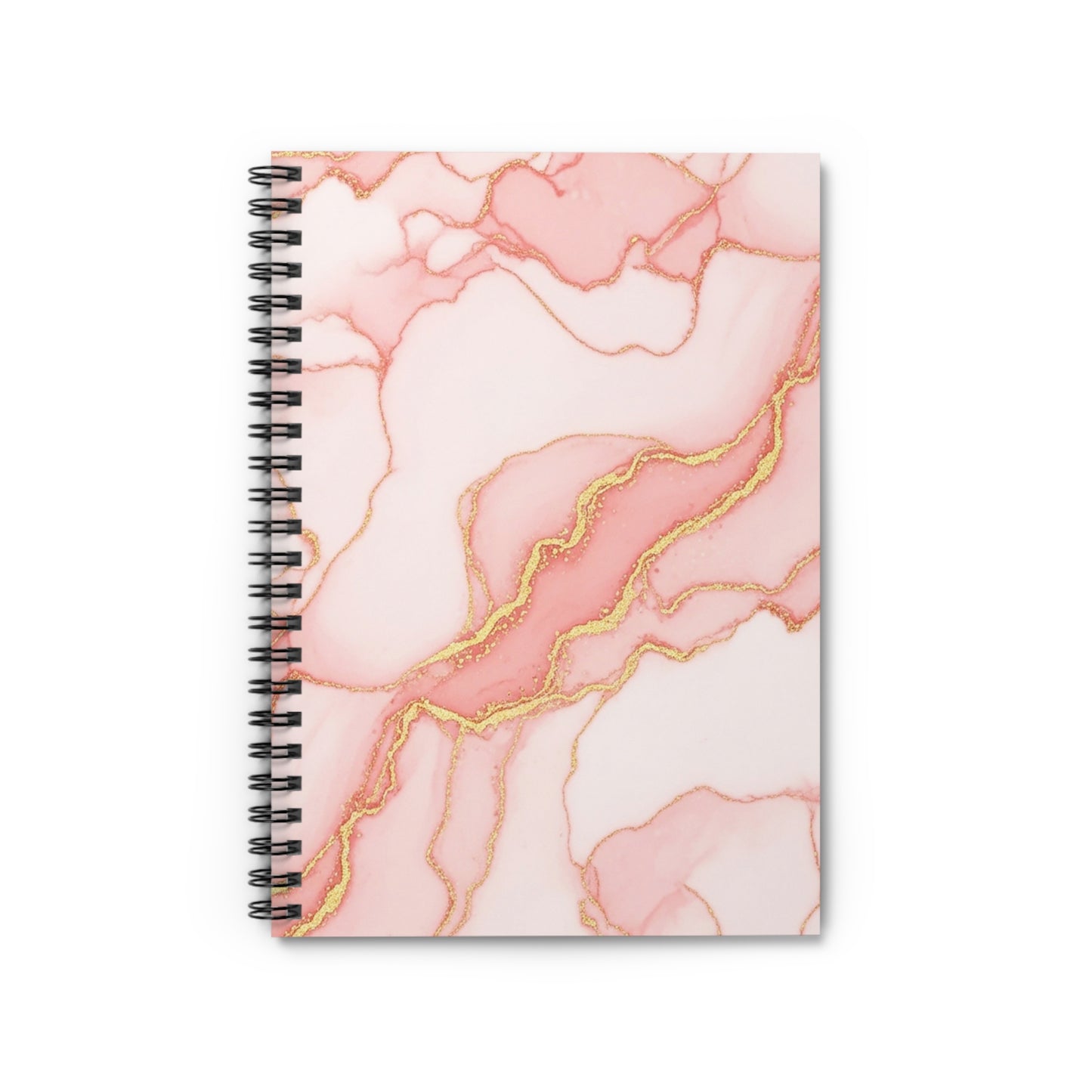 Pink Marble Spiral Notebook — Gold Vein Ruled Journal