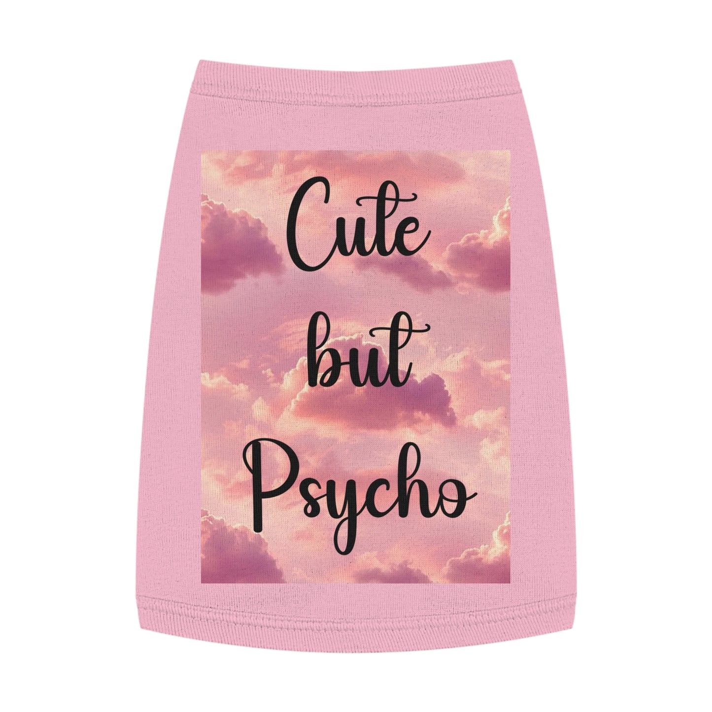 Pet Tank Top - "Cute But Psycho" Pink Cloud Graphic