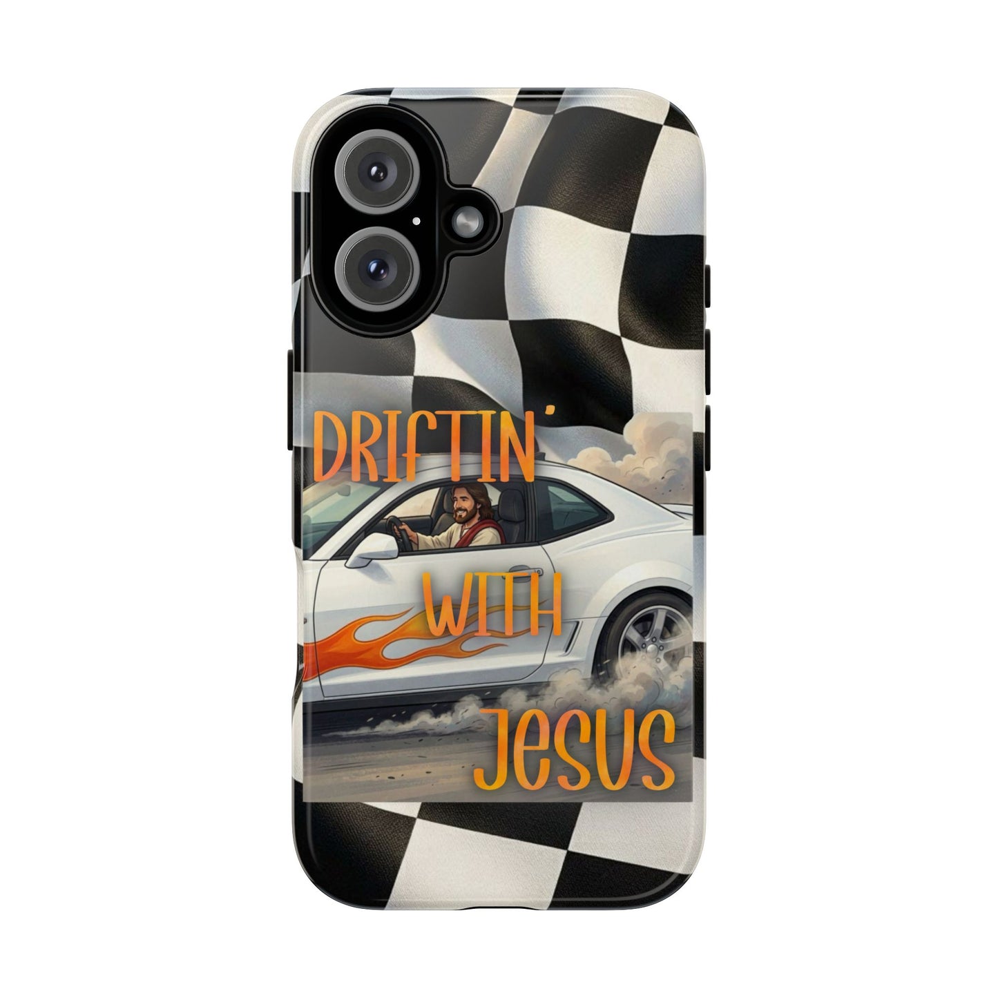Phone Case — "Driftin' with Jesus" Racing Flag Design- iPhone
