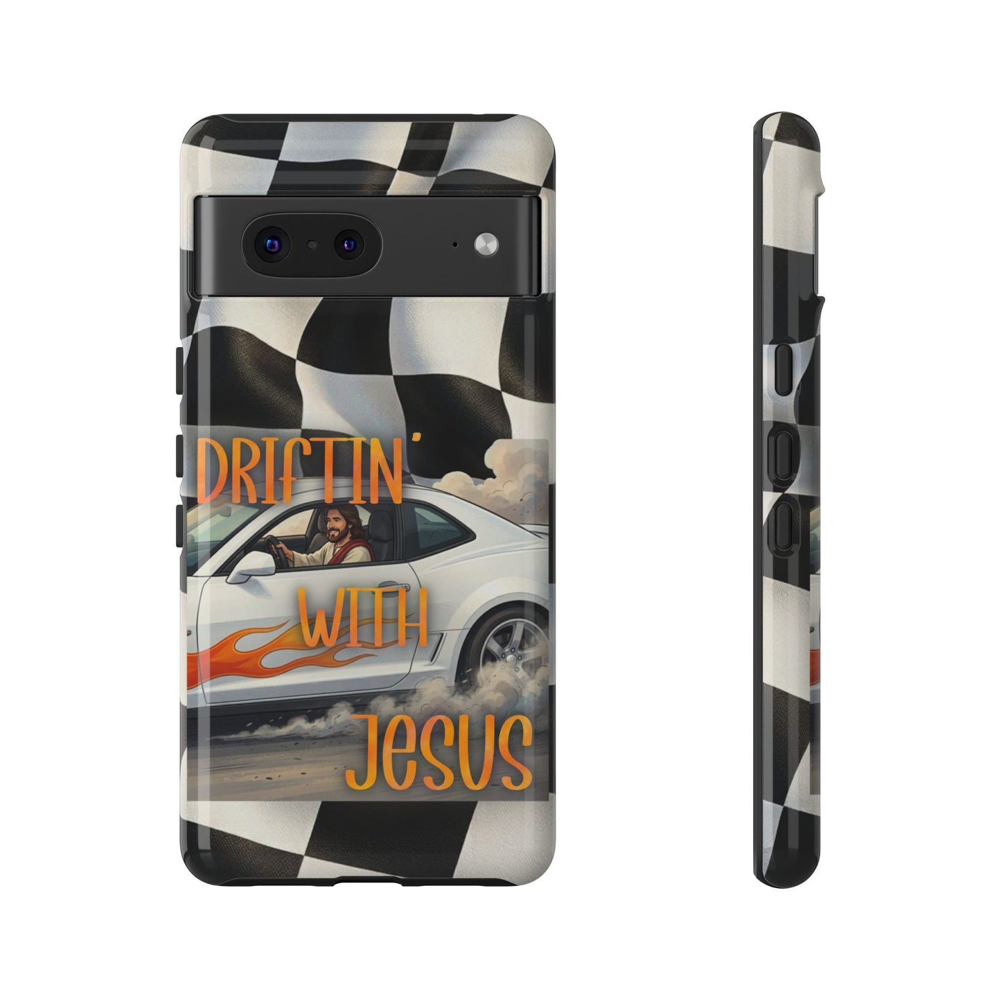Phone Case — "Driftin' With Jesus" Racing Crosscheck Design - Samsung/ Google phones