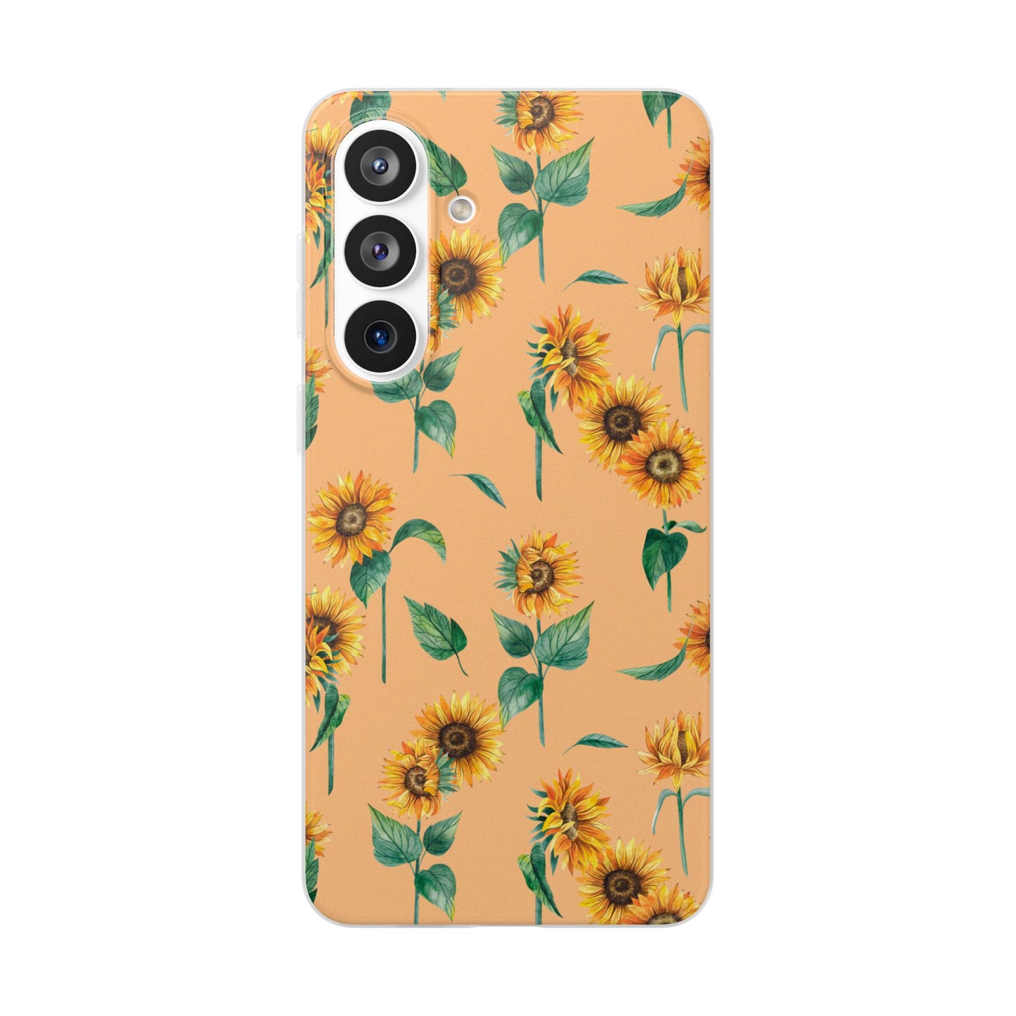 Sunflower Pattern Phone Case — Floral Peach Slim Flexi Case