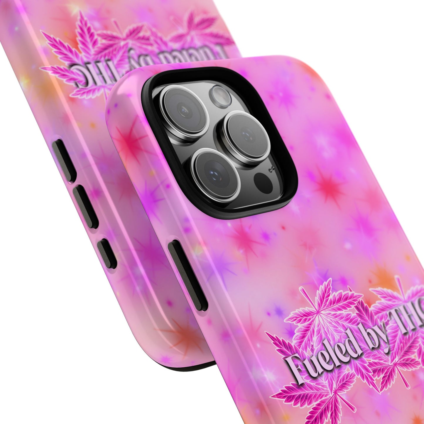 Fueled by THC Phone Case — Pink Cannabis Leaf Protective Case