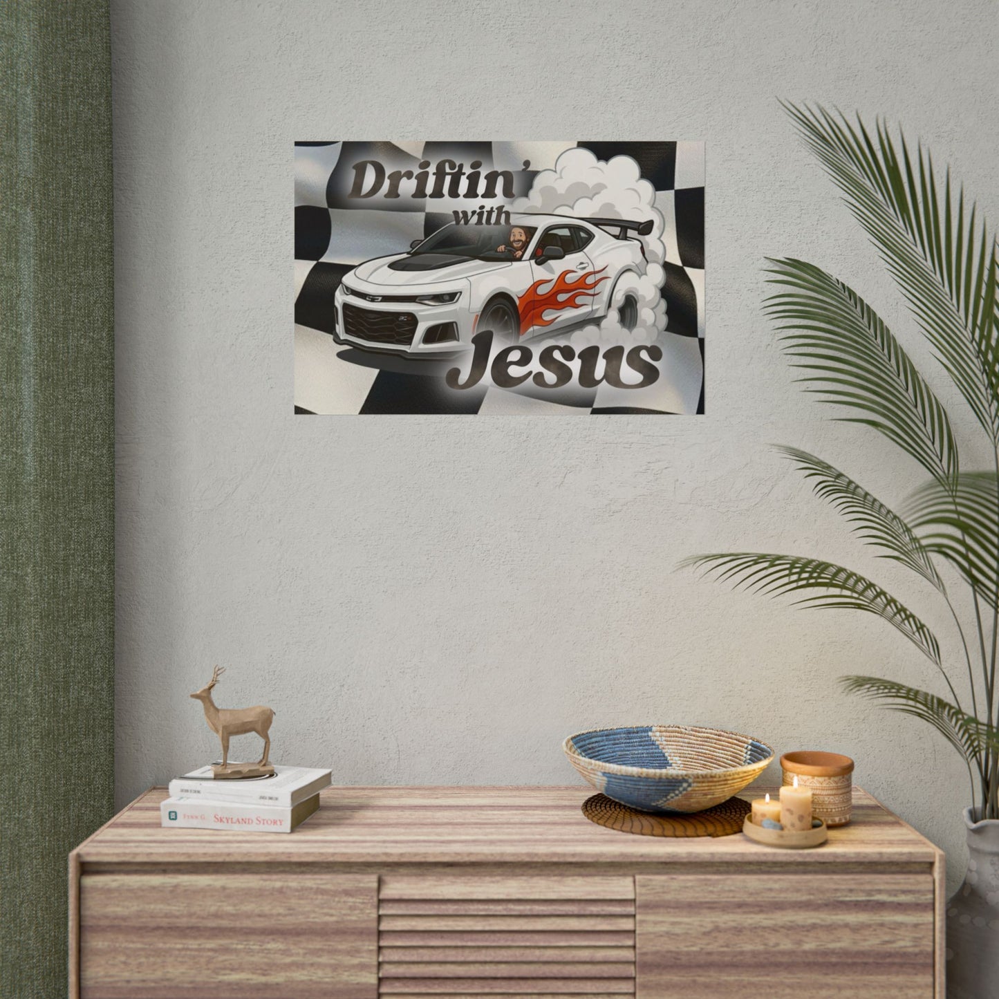 Rolled Poster — "Driftin' with Jesus" Racing Car Wall Art