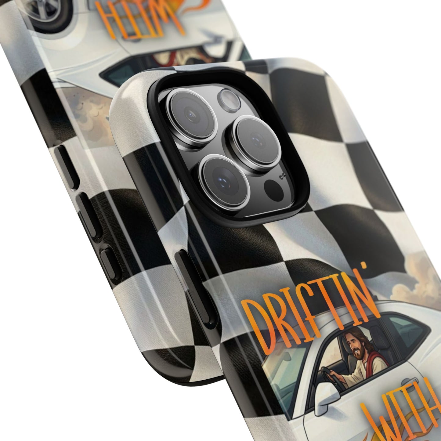 Phone Case — "Driftin' with Jesus" Racing Flag Design- iPhone