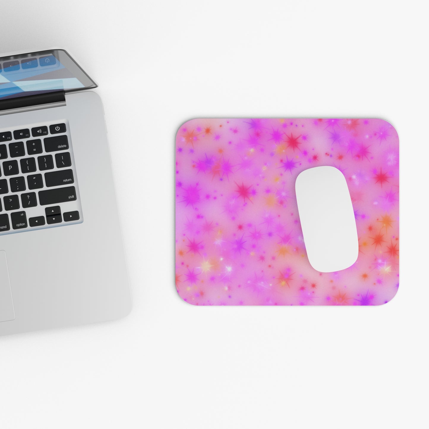Pink Starburst Mouse Pad — Sparkle Desk Mat for Girls, Teens & Gamers