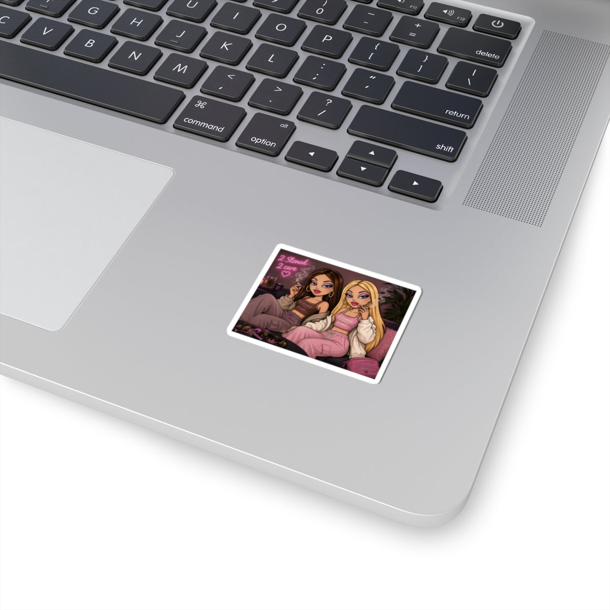 Bratz-Inspired '2 Stoned 2 Care' Kiss-Cut Sticker — Cute Chill Girl Squad Decal