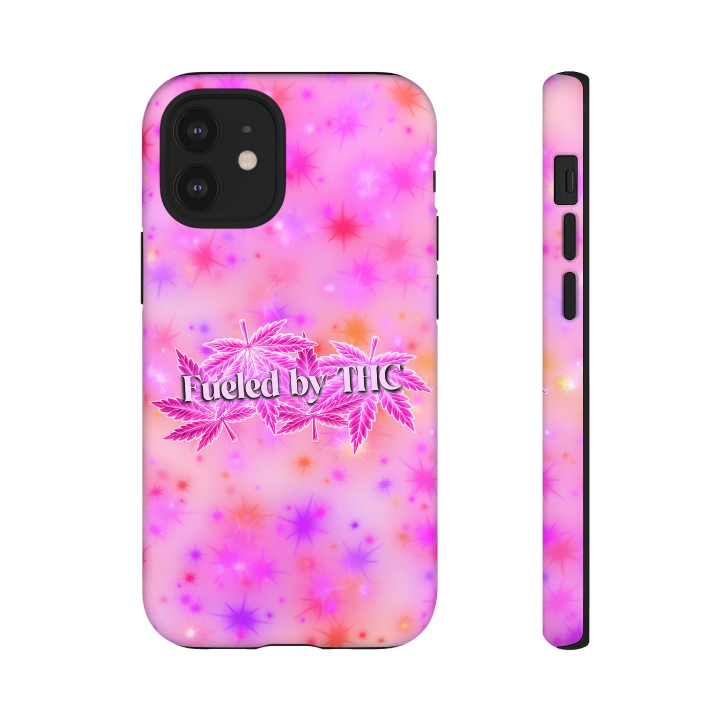 Fueled by THC Phone Case — Pink Cannabis Leaf Protective Case