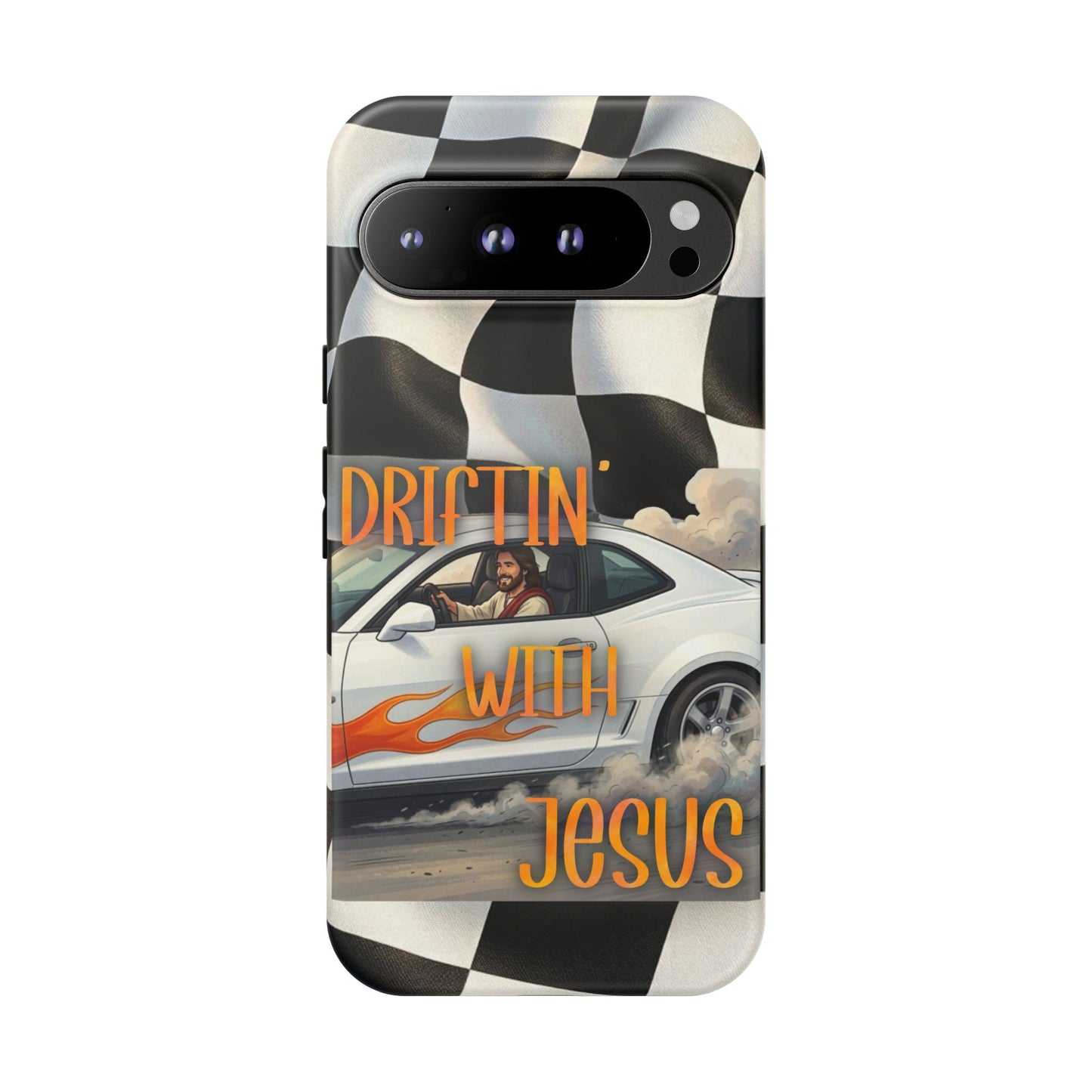 Phone Case — "Driftin' With Jesus" Racing Crosscheck Design - Samsung/ Google phones