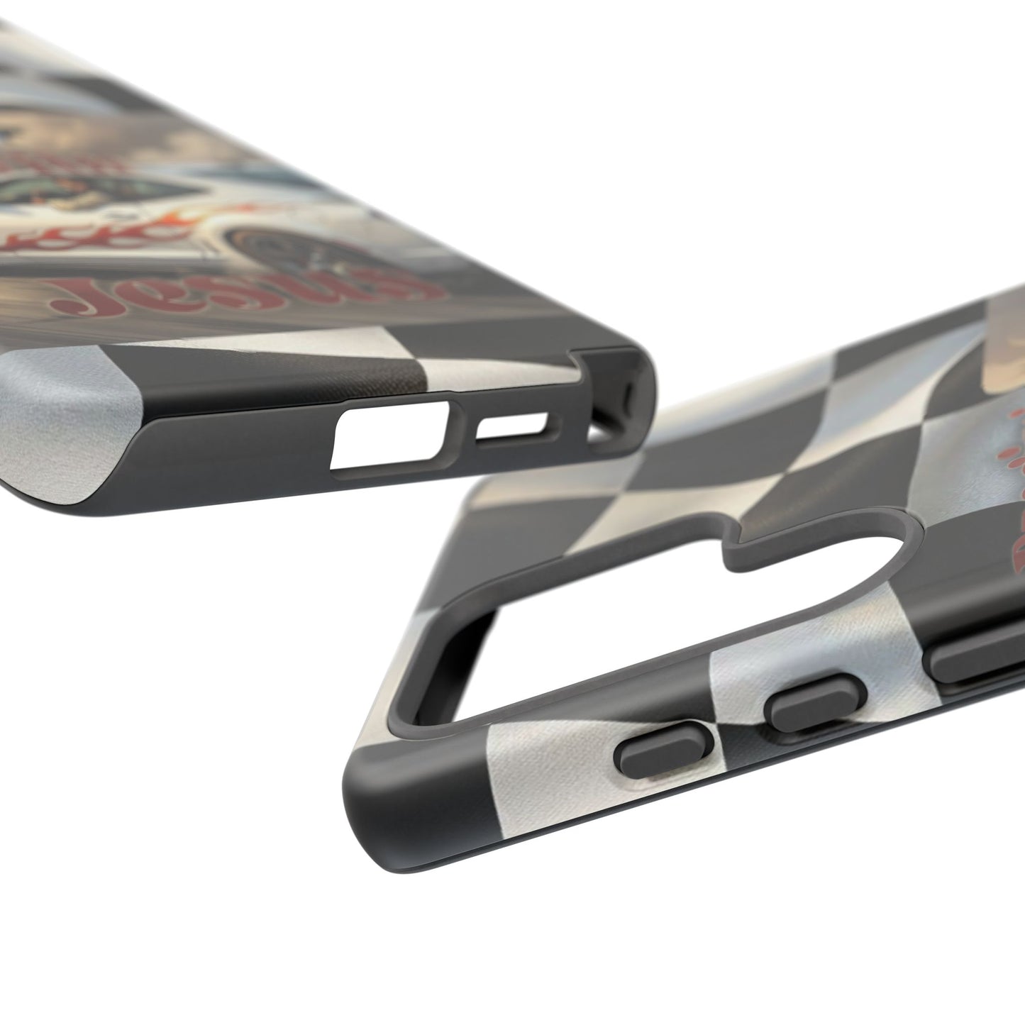 Phone Case — "Dragin' With Jesus" Racing Checkered flag - Samsung / Google phones