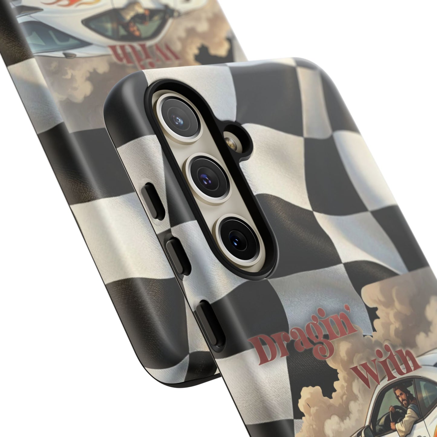 Phone Case — "Dragin' With Jesus" Racing Checkered flag - Samsung / Google phones
